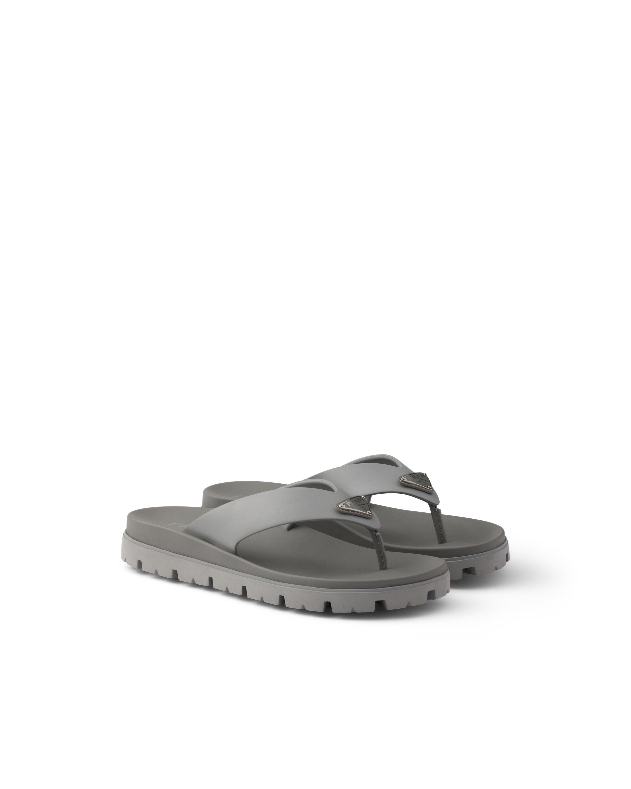 Prada Sandali Infradito In Gomma, Uomo, Acciaio, Taglia 10,5
