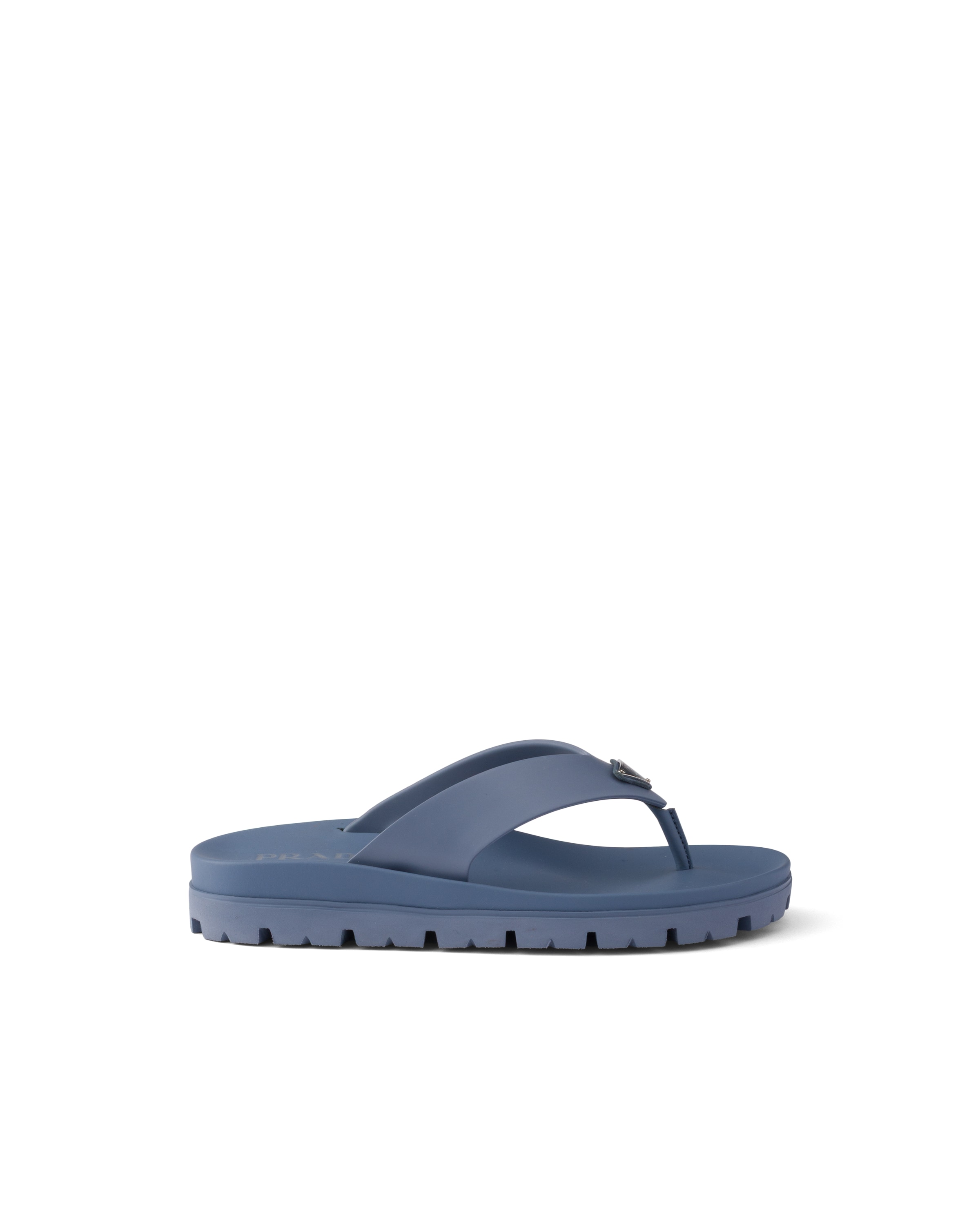 Prada Rubber Thong Sandals In Blue