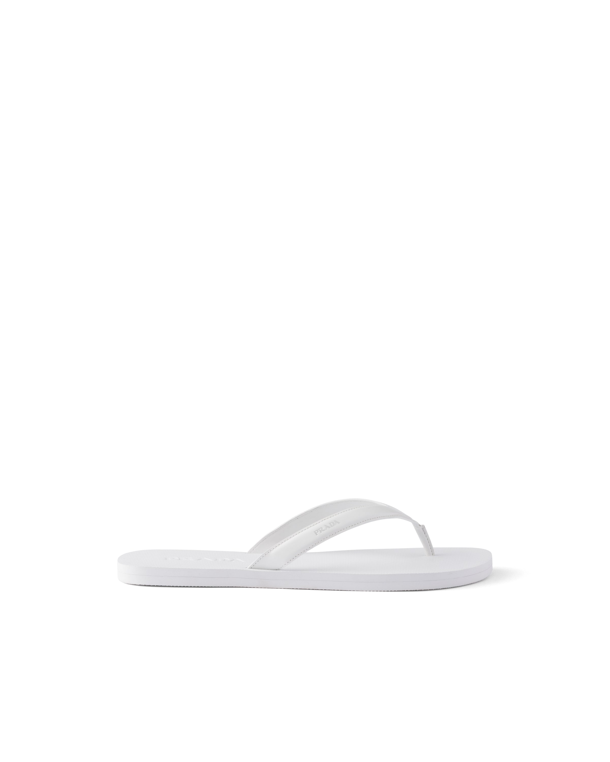 Prada Brushed Leather Flip-flops In White