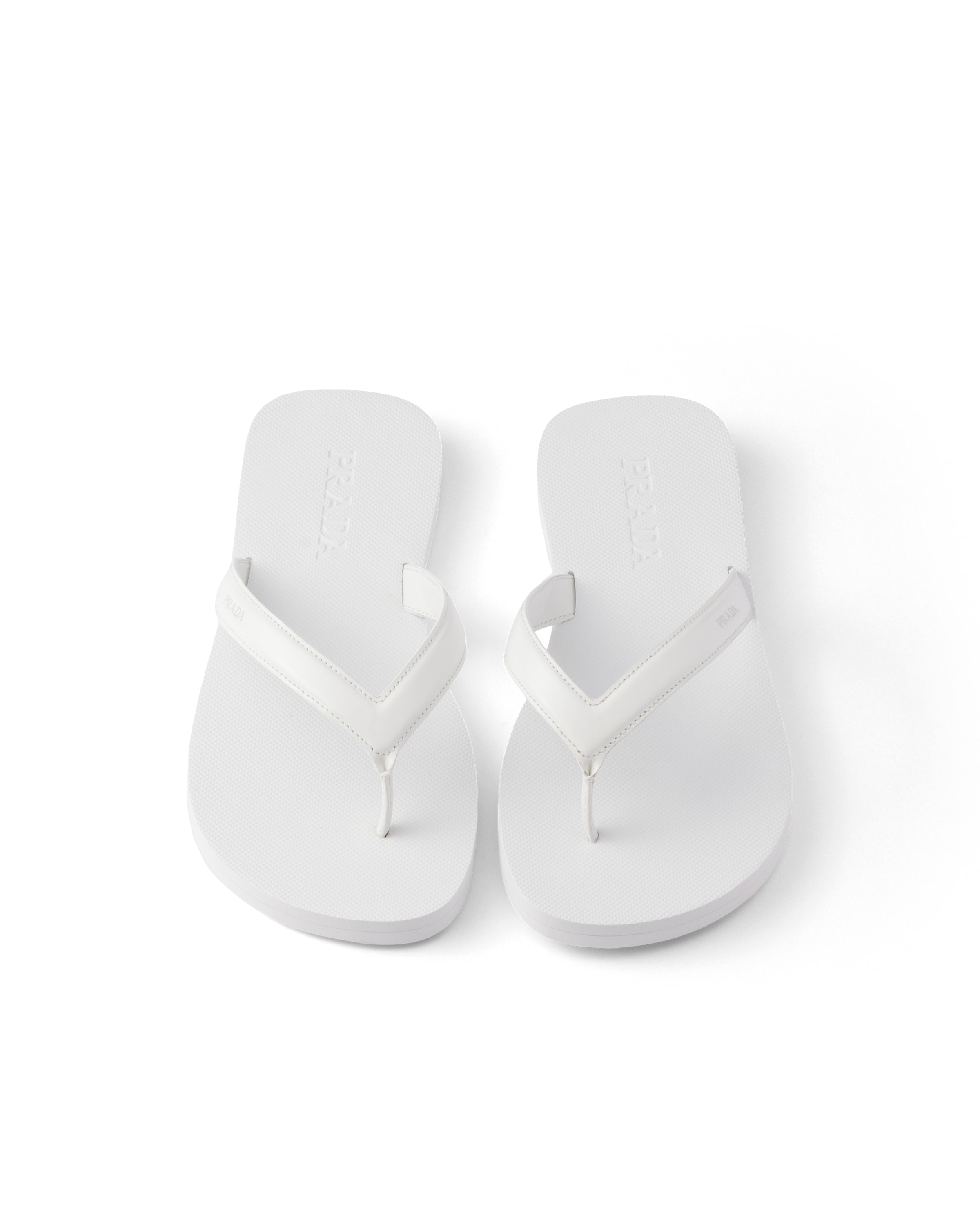Prada Brushed Leather Flip-flops In White
