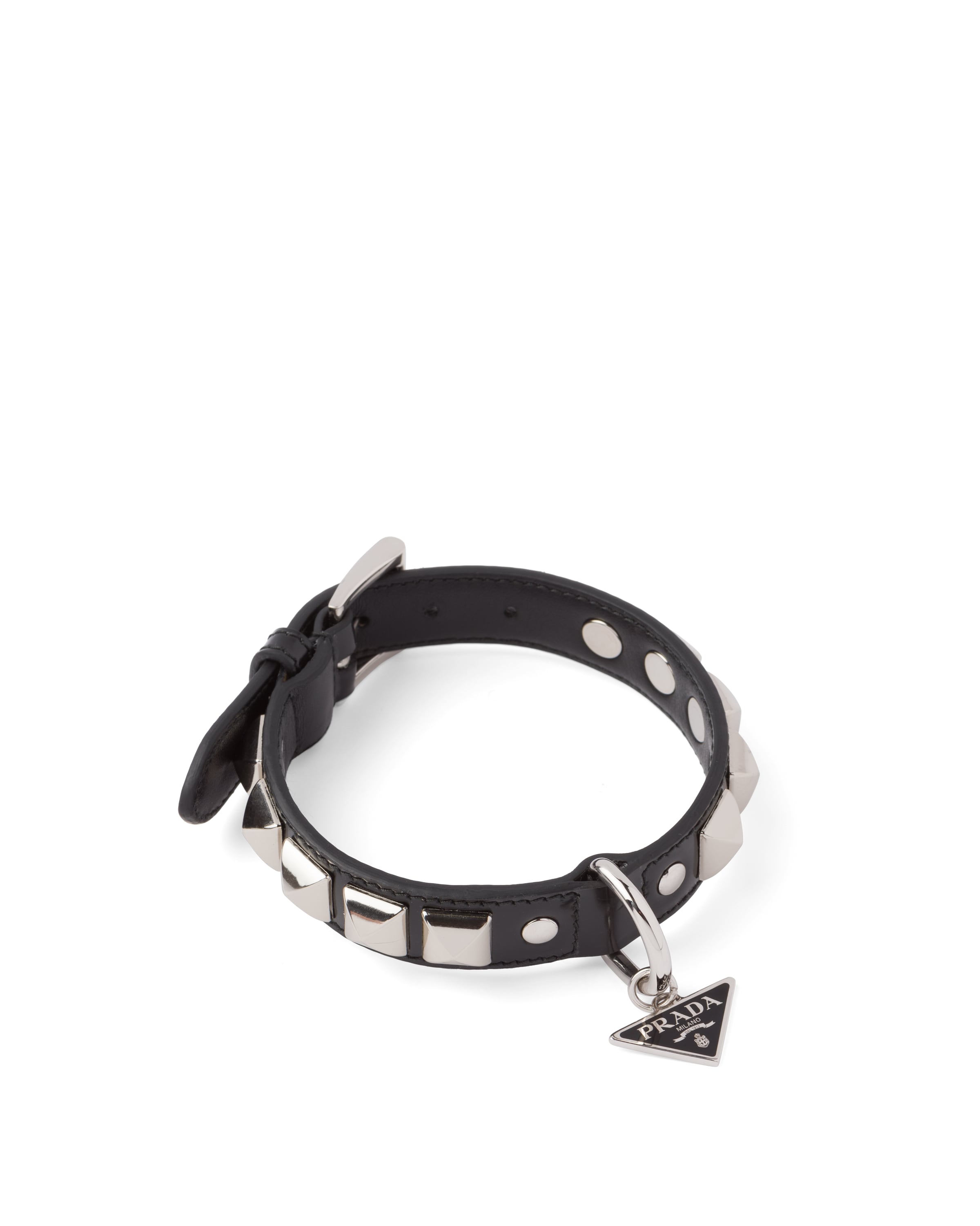 Black Brushed leather pet collar Prada