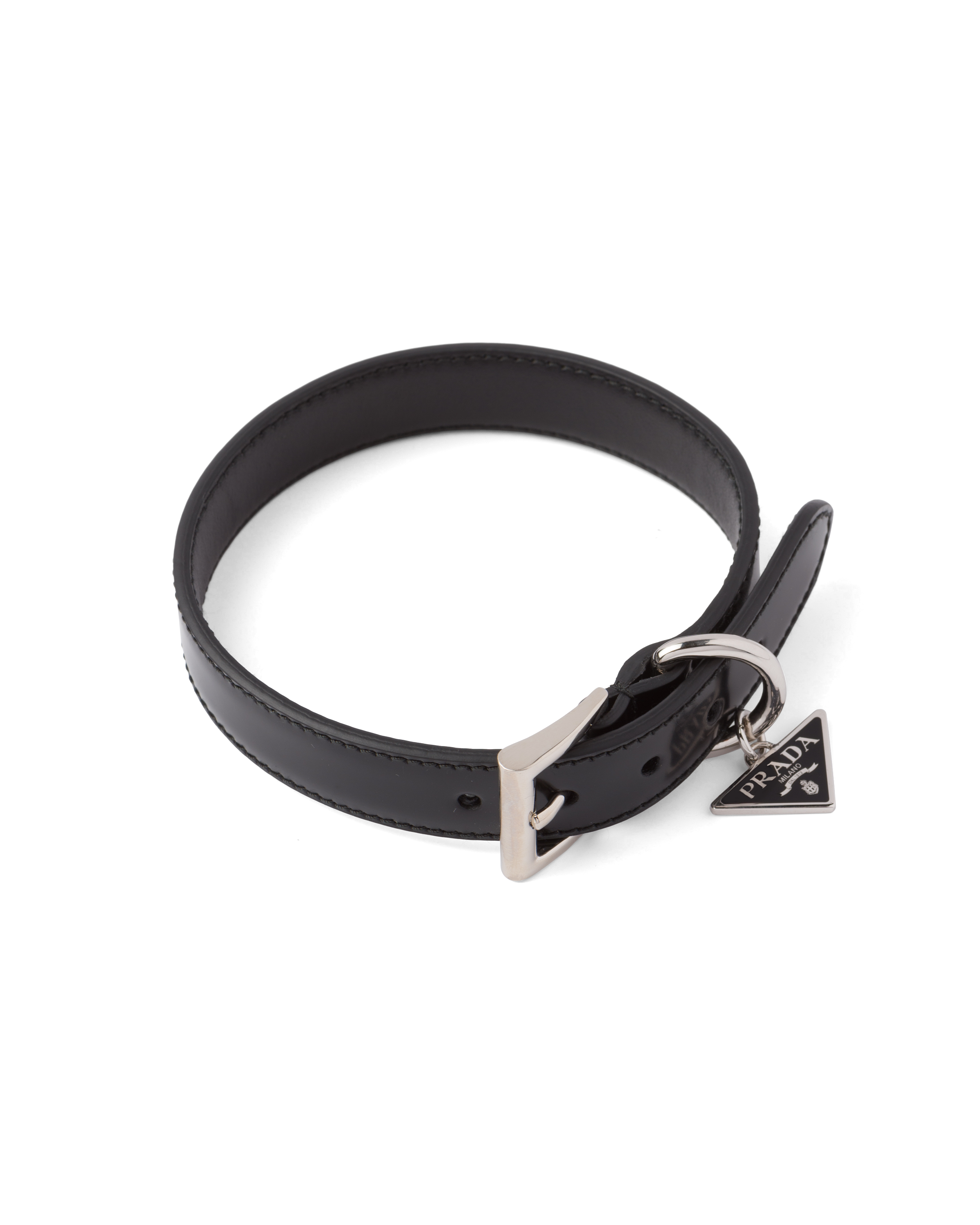 Black Brushed Leather Pet Collar