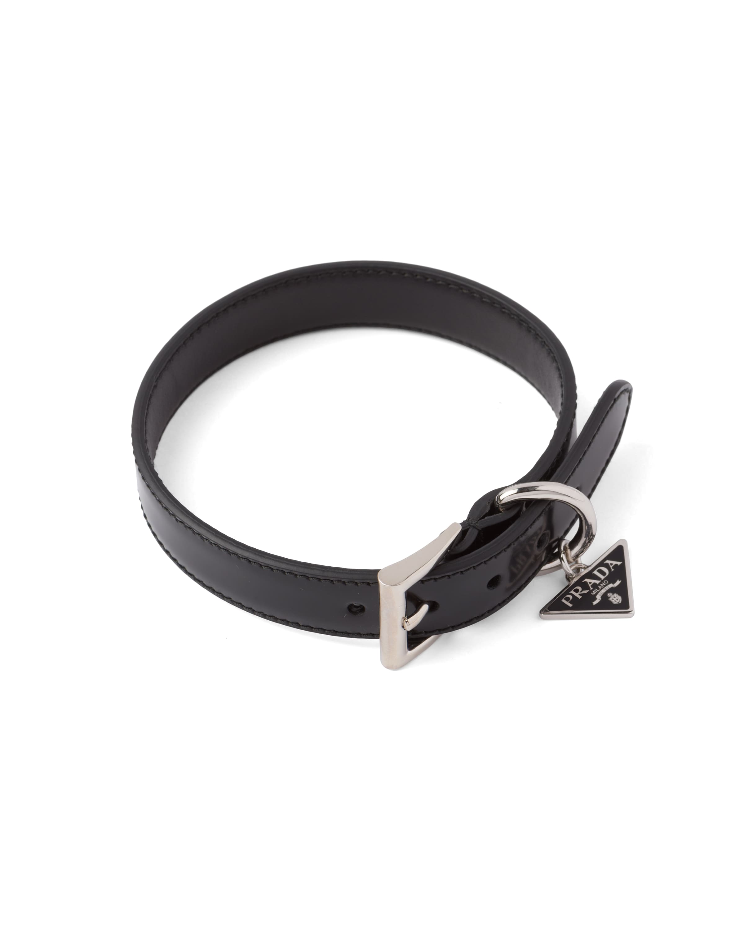 Brushed leather pet collar Prada