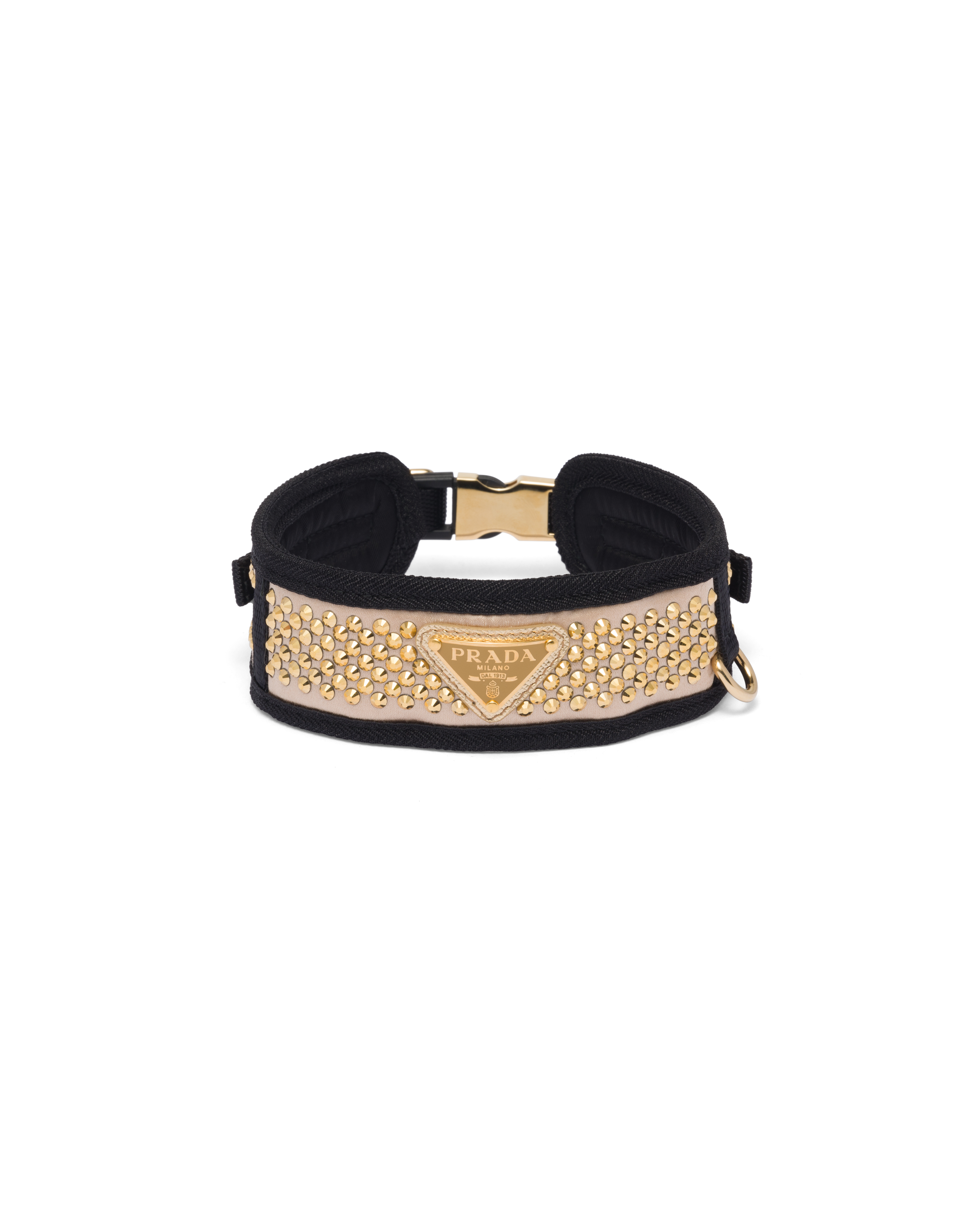 Prada Crystal studded Satin Pet Collar In Platinum ModeSens