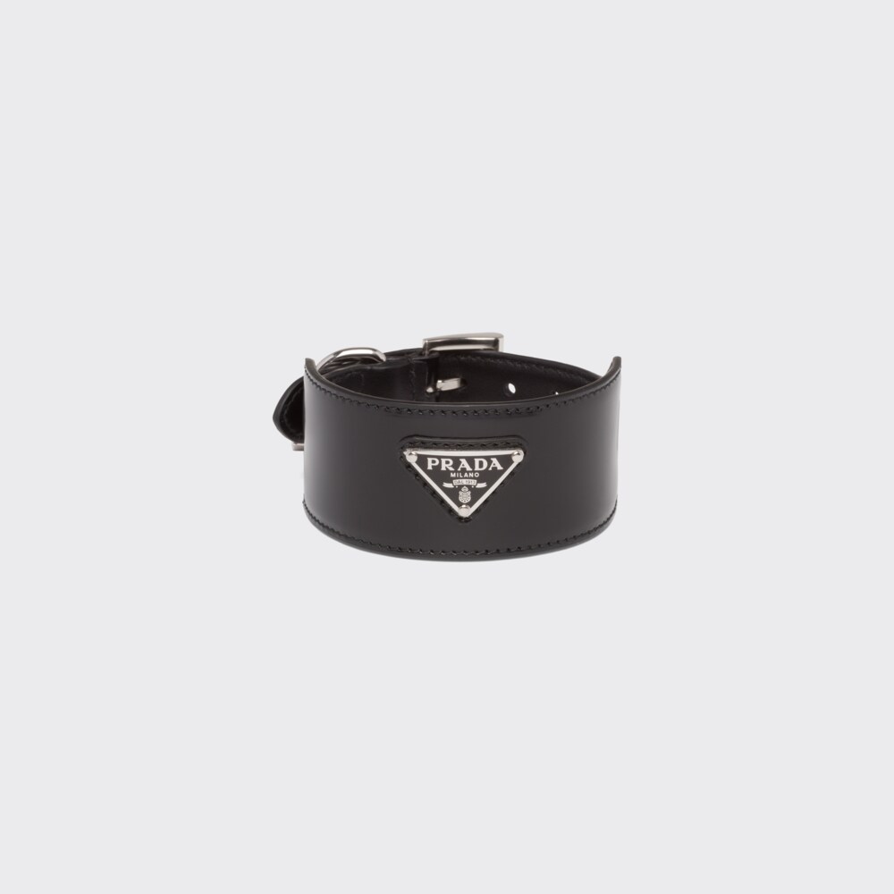 Prada Collier animal de compagnie en cuir brossé 1