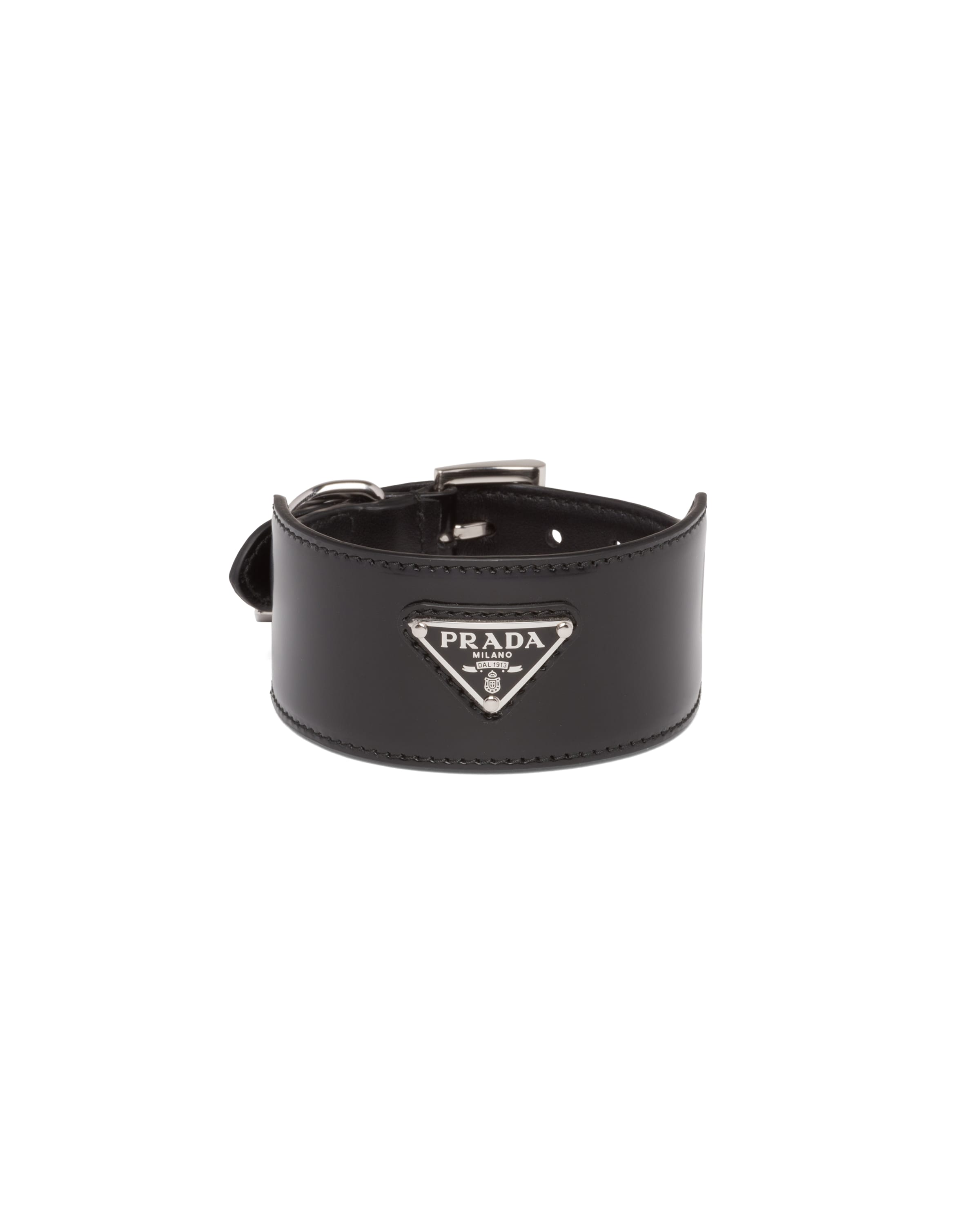 Brushed leather pet collar Prada