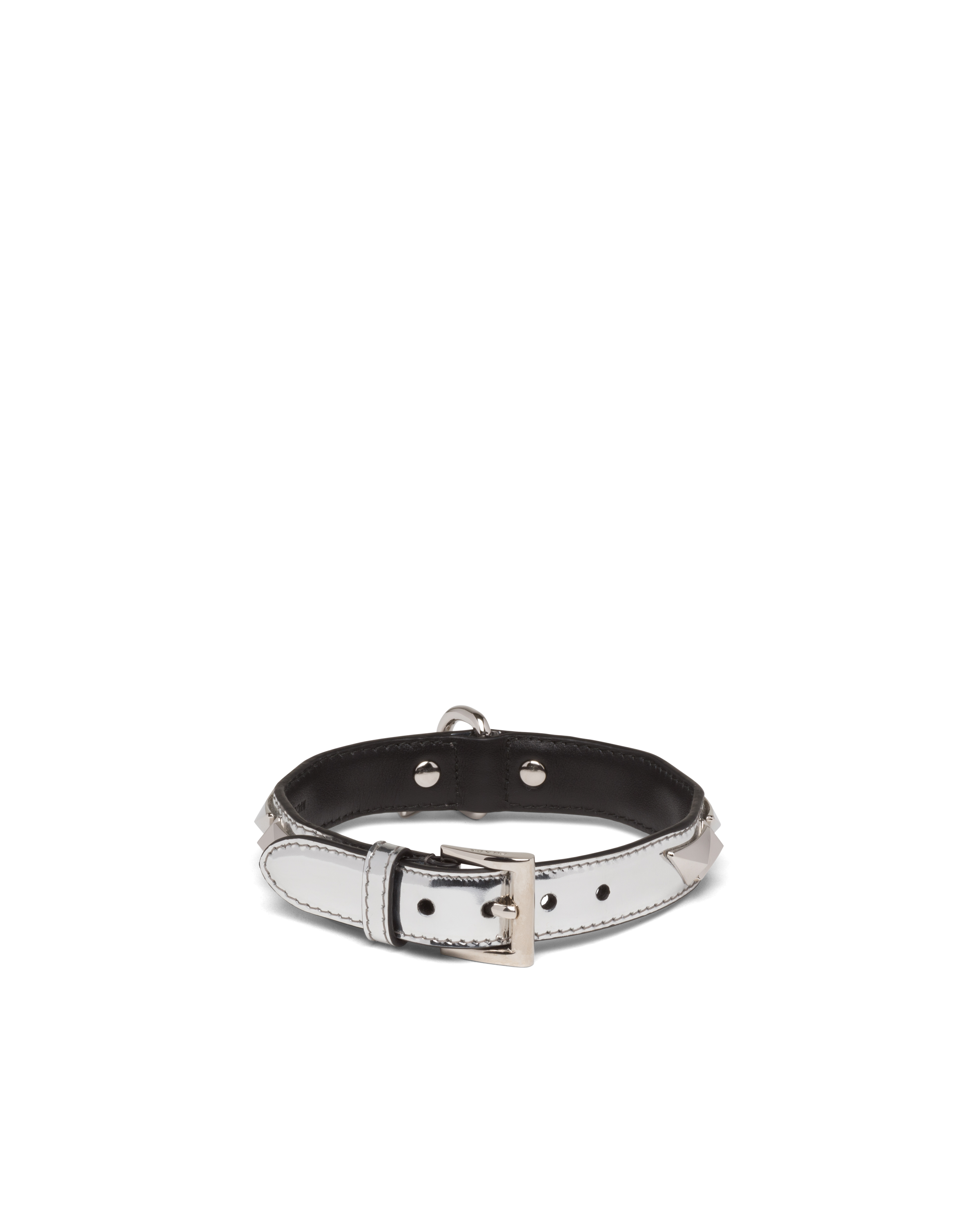 Studded brushed leather pet collar