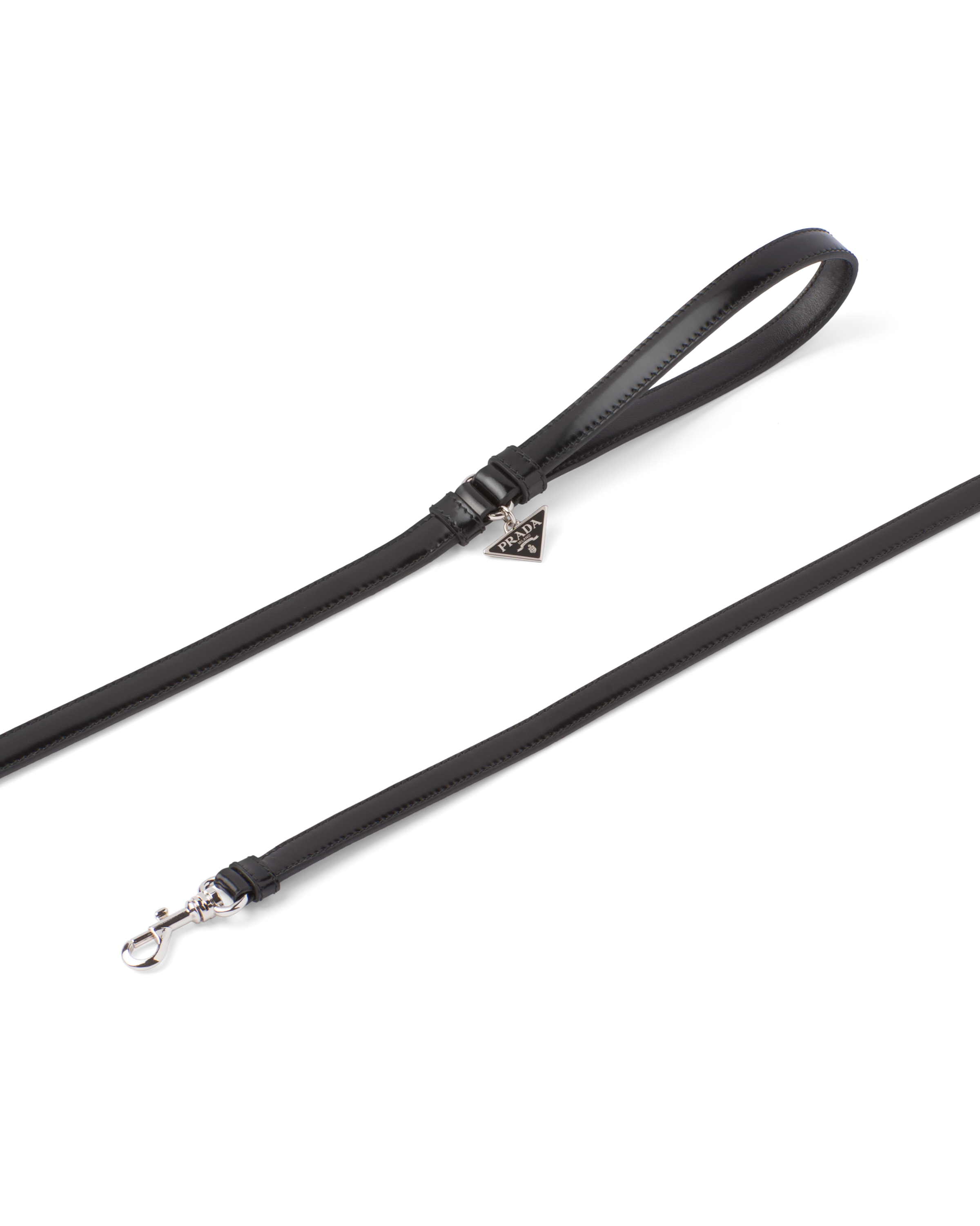 Black Brushed leather pet leash Prada