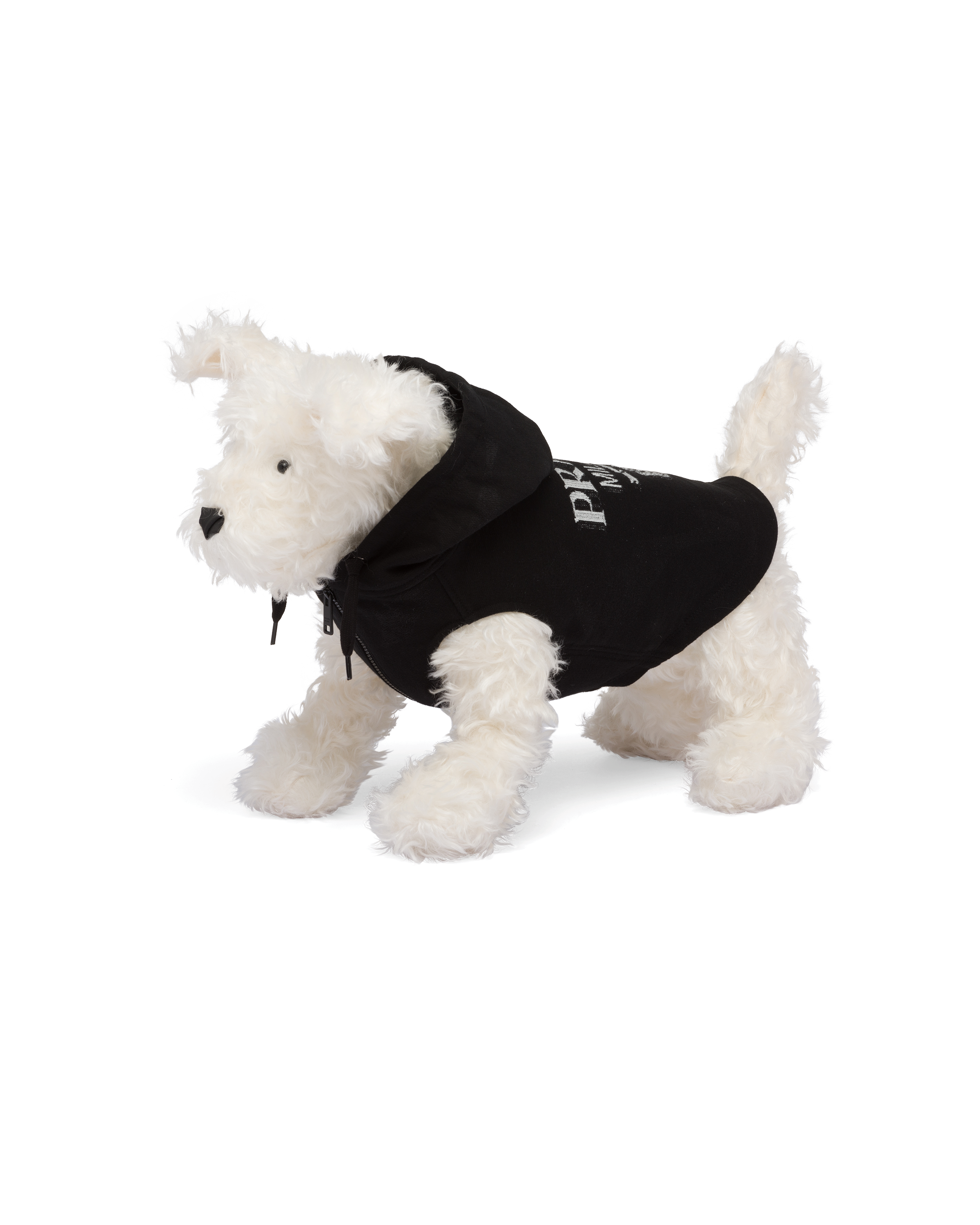 Prada Cotton Fleece Hoodie For Pets In Black/white