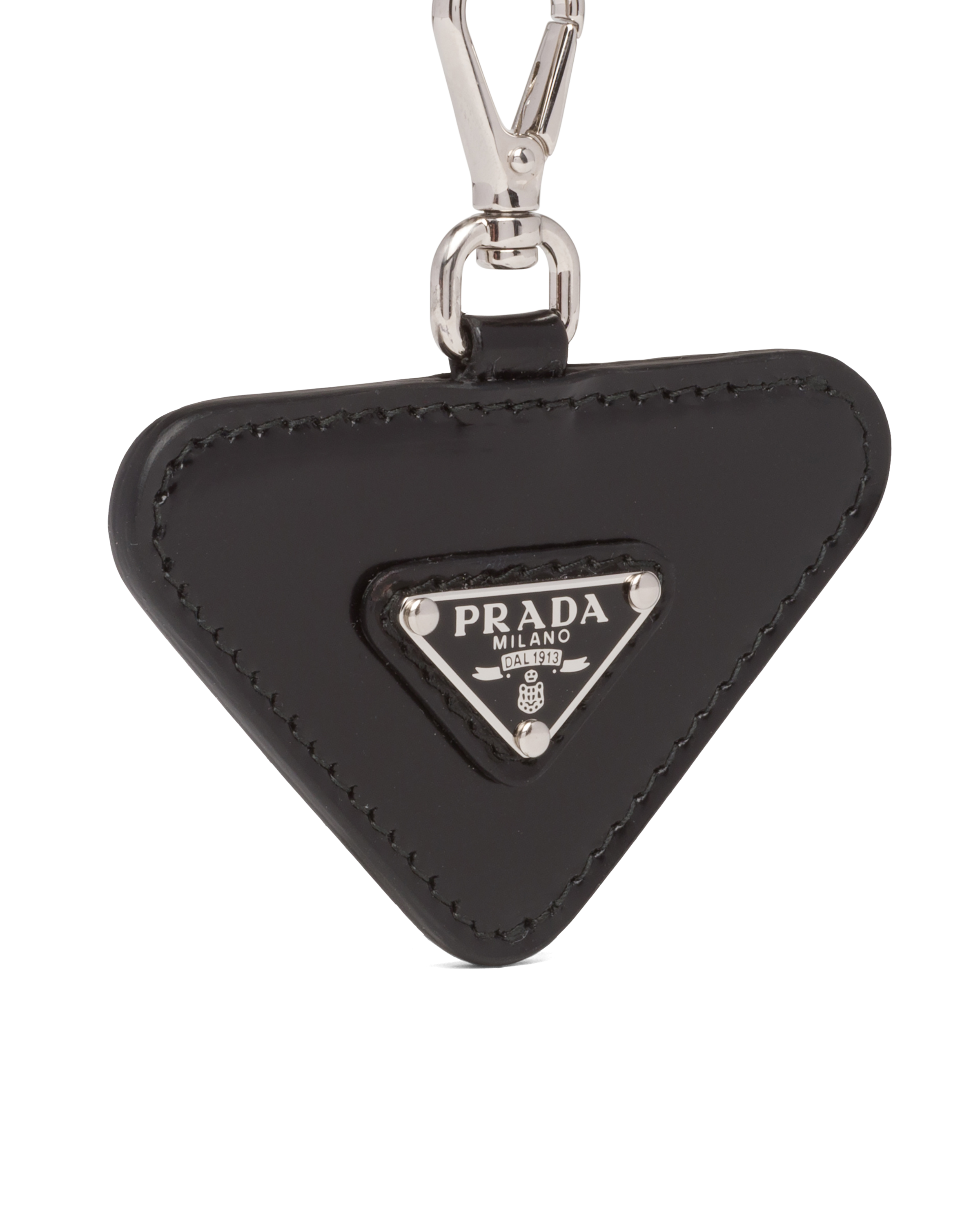 Black Brushed Leather Name Tag For Pet PRADA