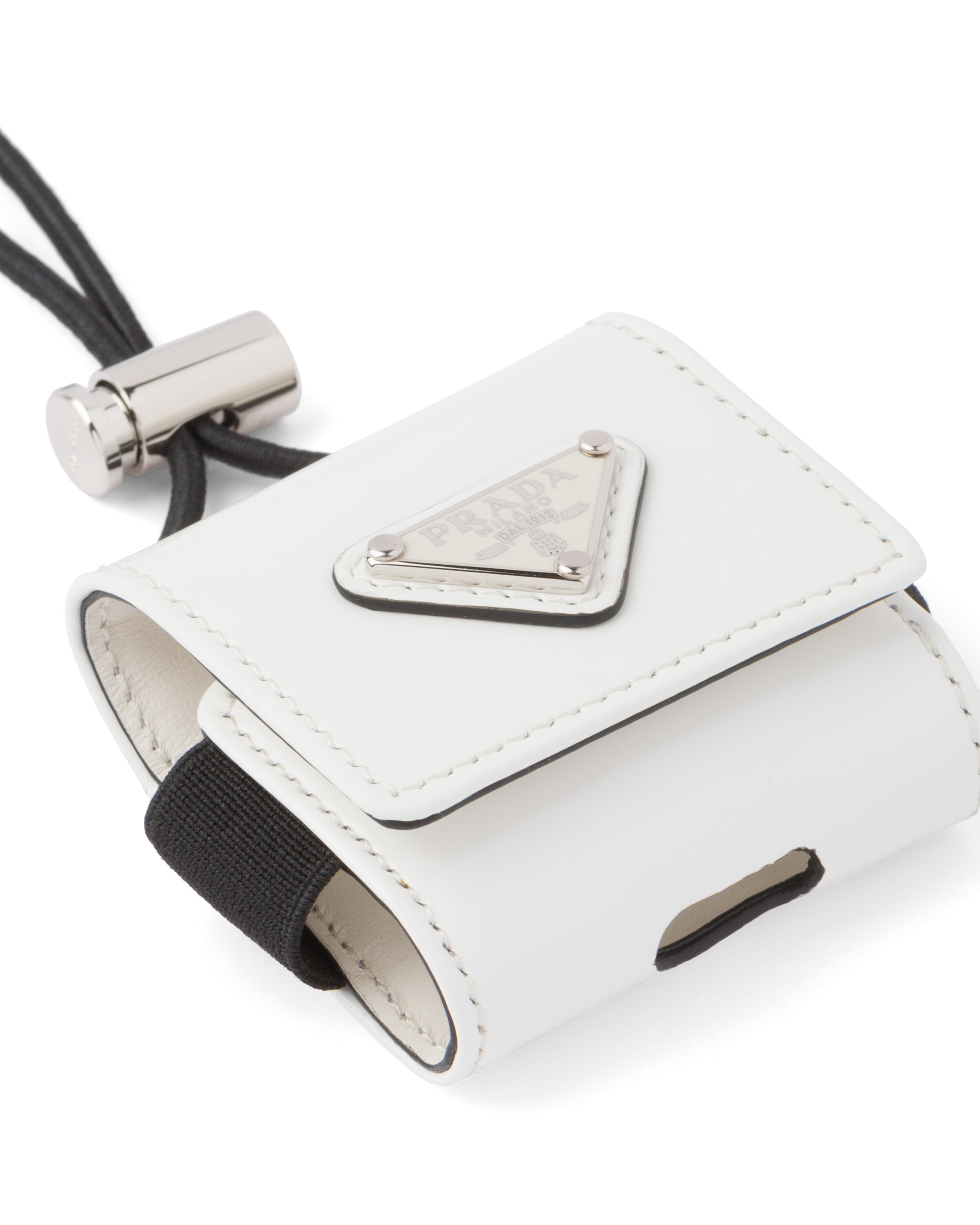 White AirPods Pro brushed leather case Prada