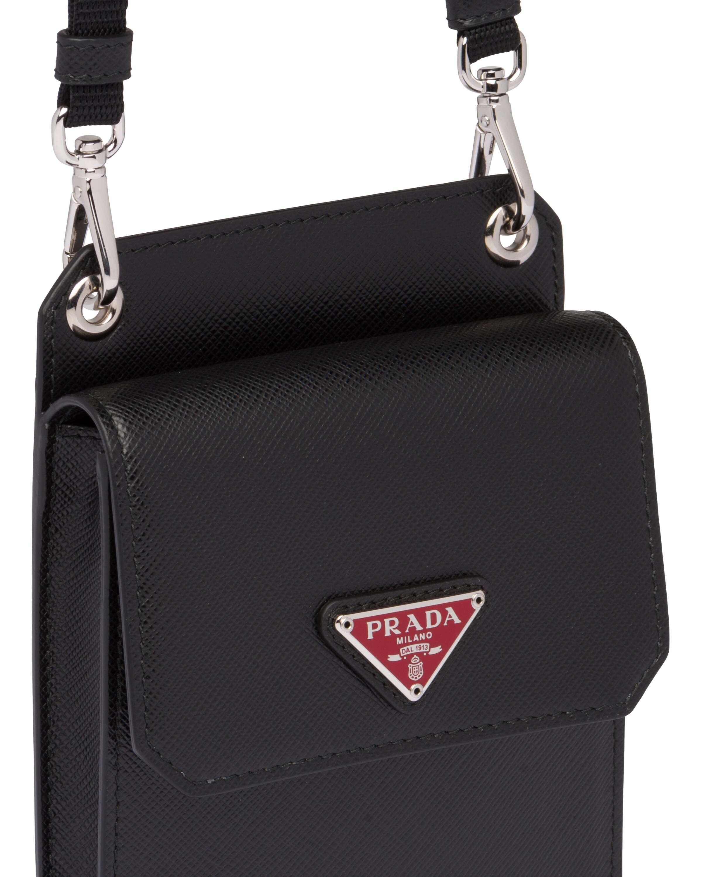 Black/red Saffiano Leather Smartphone Case Prada