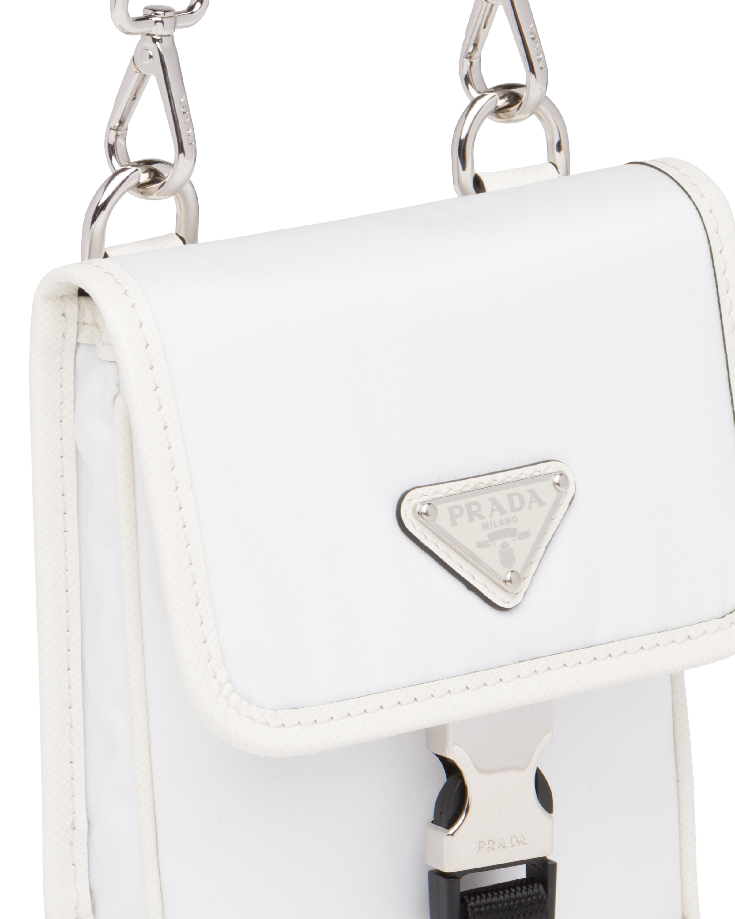 Prada Re-Nylon Saffiano Leather Smartphone Case Shoulder Bag White