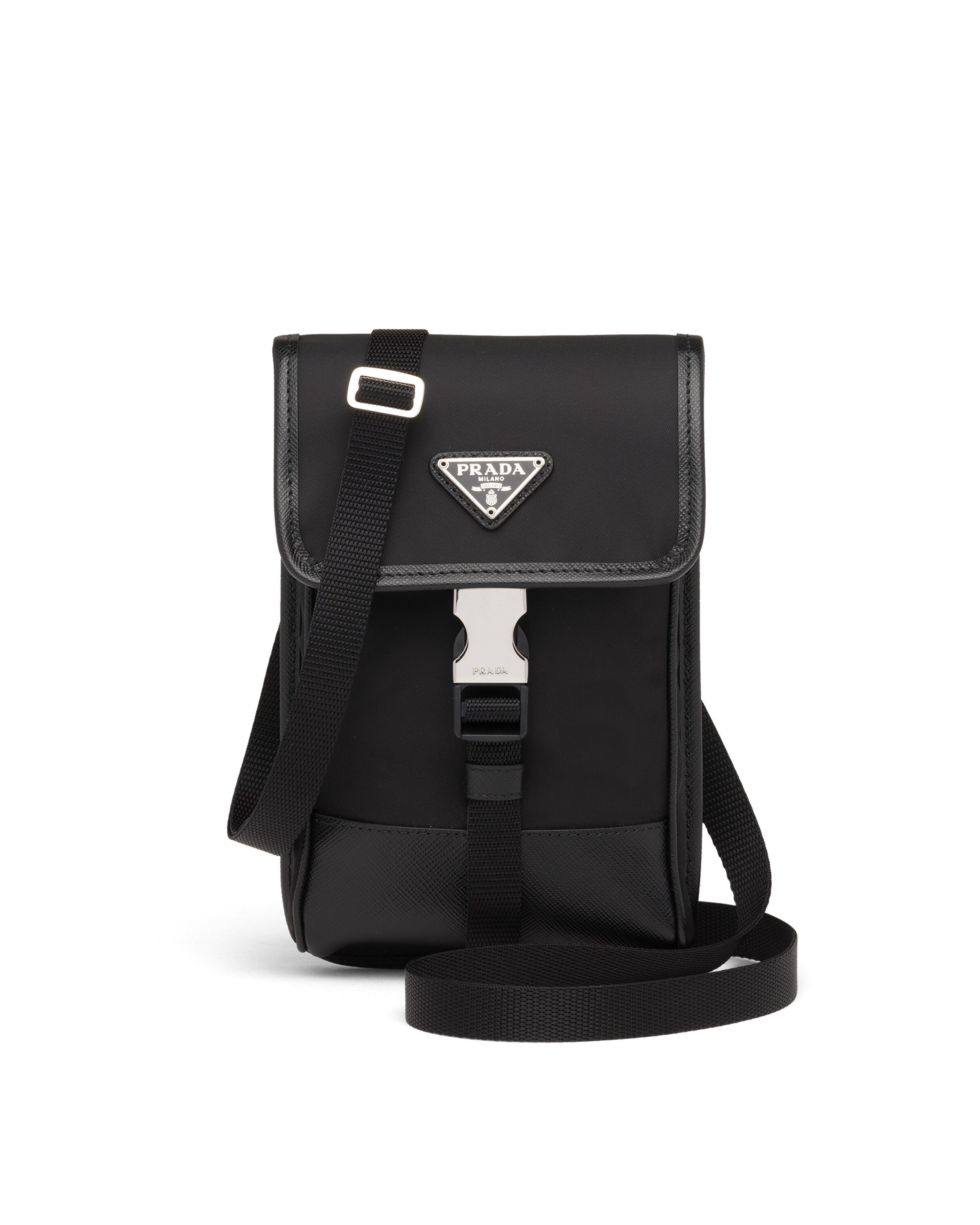 Prada Smartphone-hülle Re-nylon Und Saffiano-leder, Herren, Schwarz