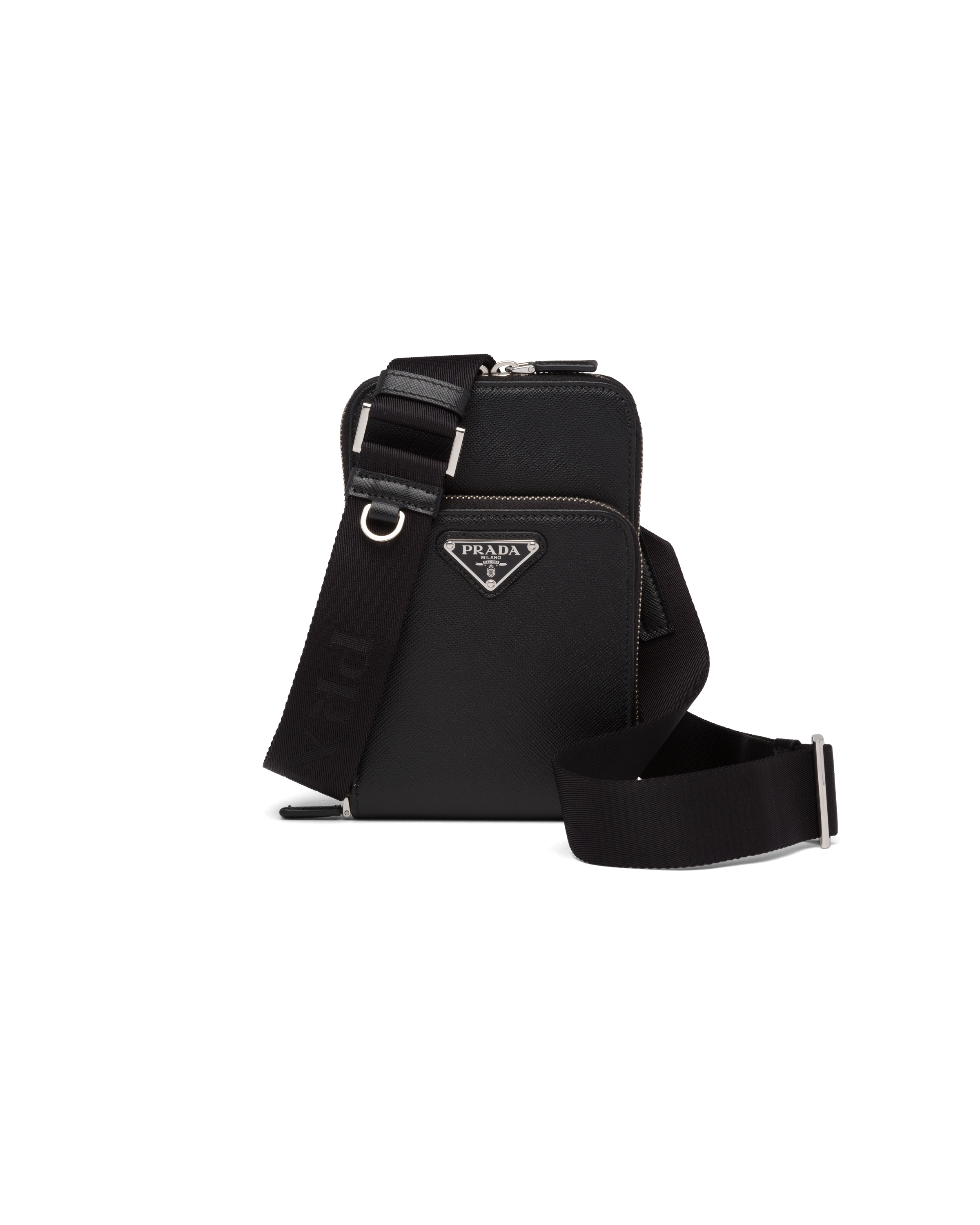 Prada Saffiano Leather Smartphone Case In Black