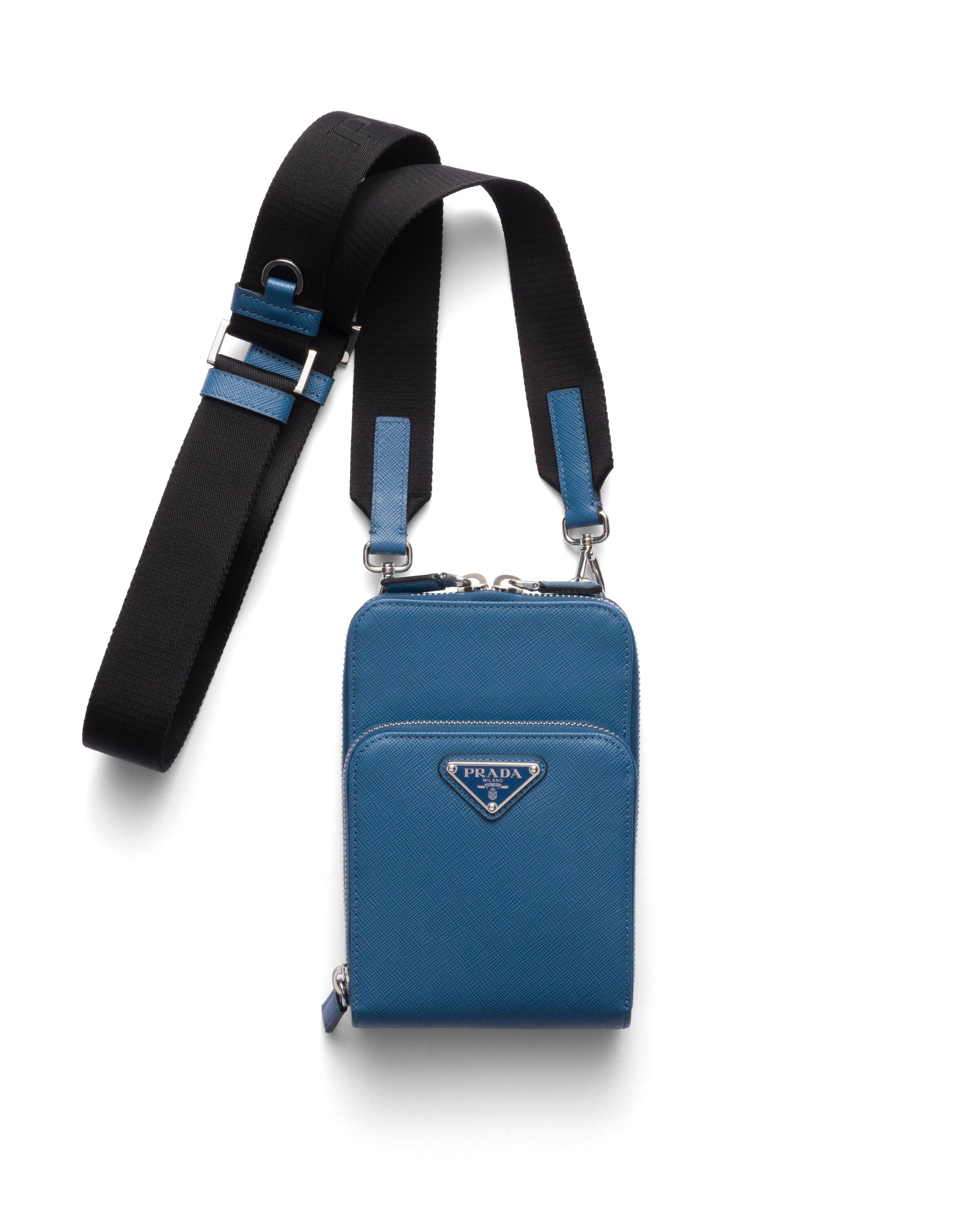 Prada Smartphone-hülle Aus Saffiano-leder, Herren, Fliegerblau