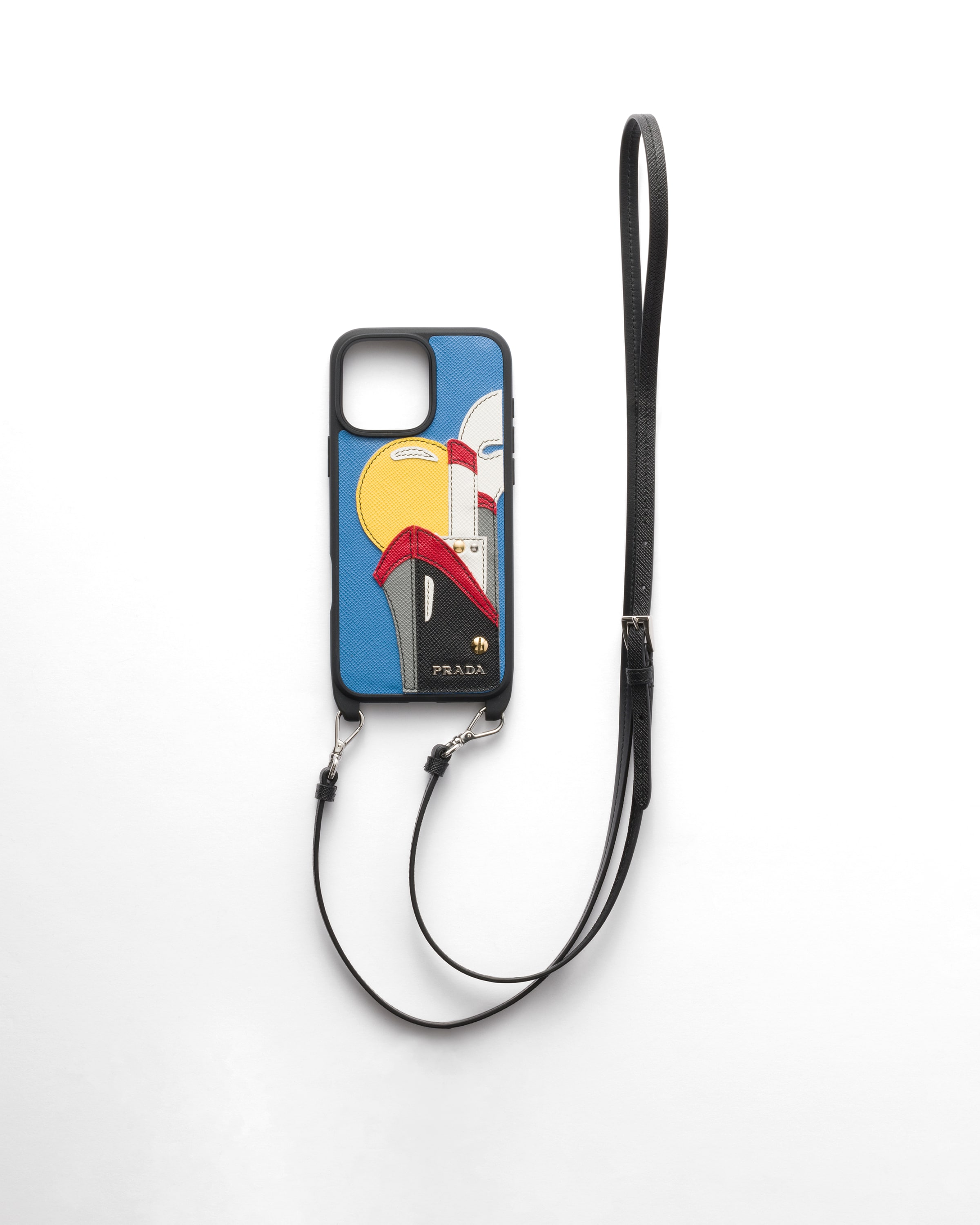 Prada Iphone-16-pro-max-hülle Aus Saffiano-leder, Herren, Hellblau