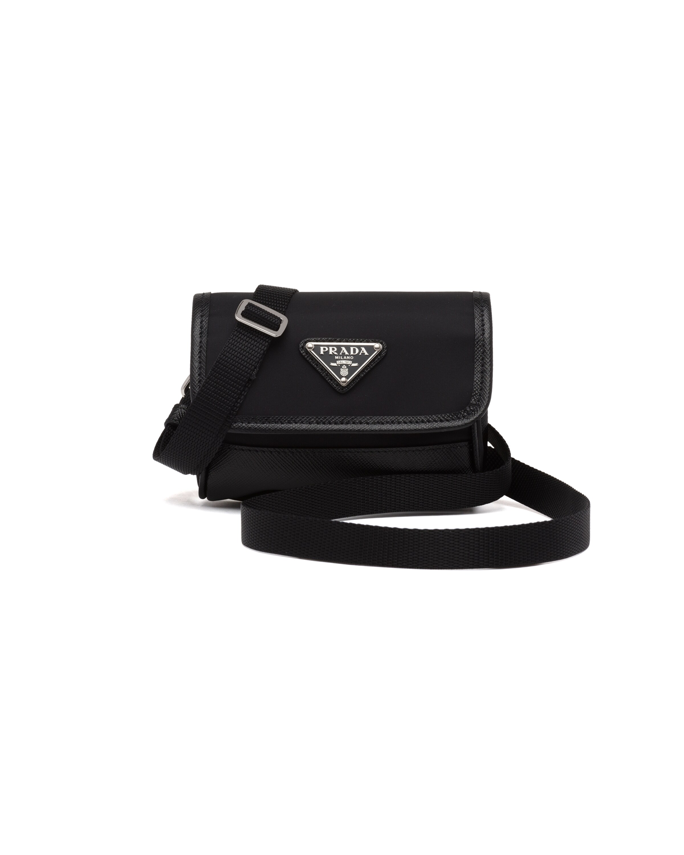 Black ReNylon and Saffiano leather mini pouch Prada
