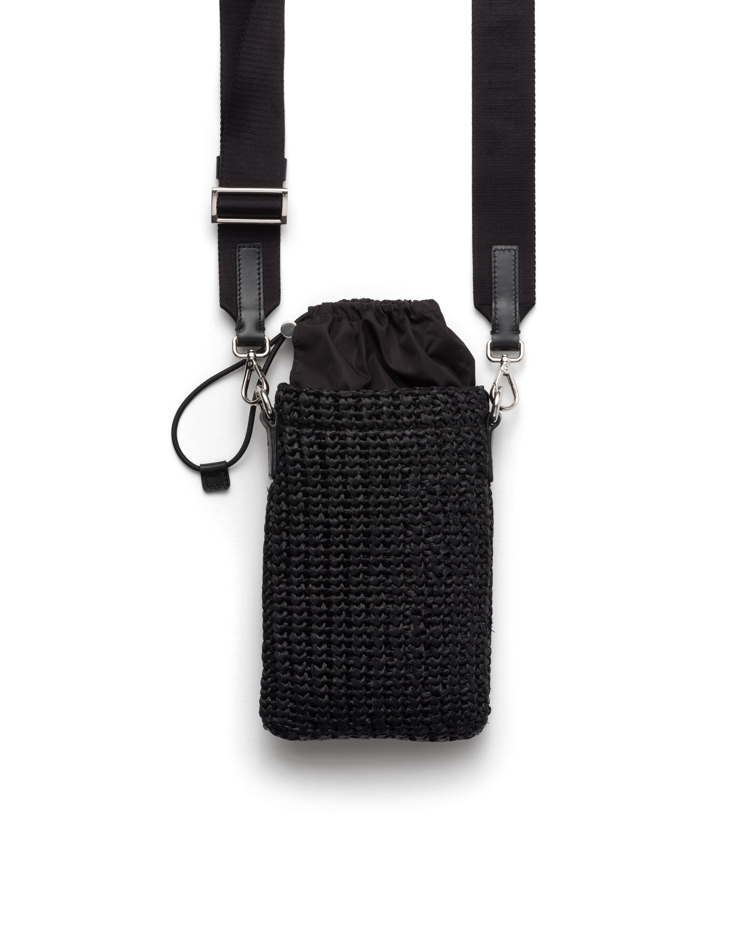 Prada Logo-embroidered Smartphone Case In Black