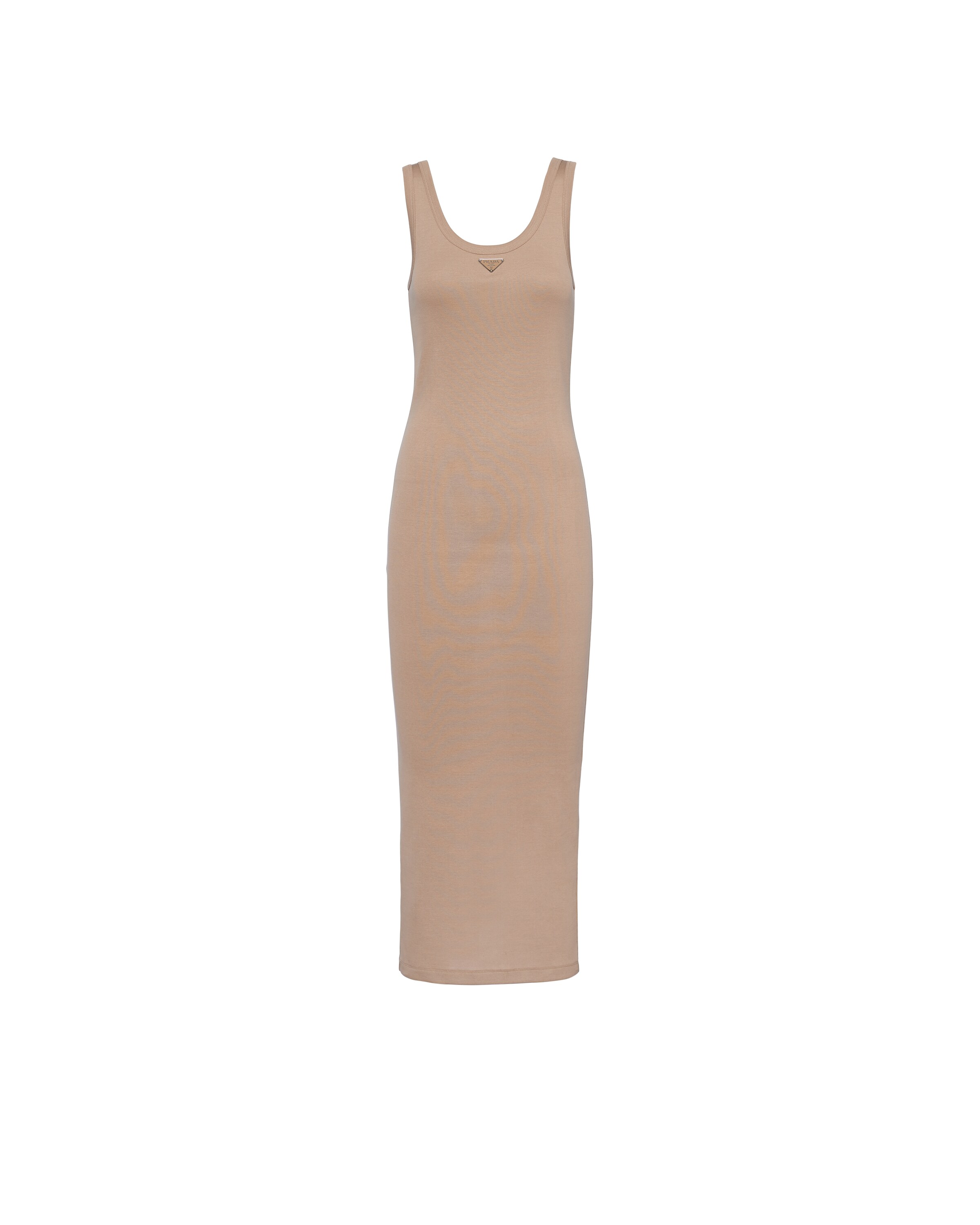 Prada Abito A Costine In Cotone, Donna, Kaki, Taglia 40