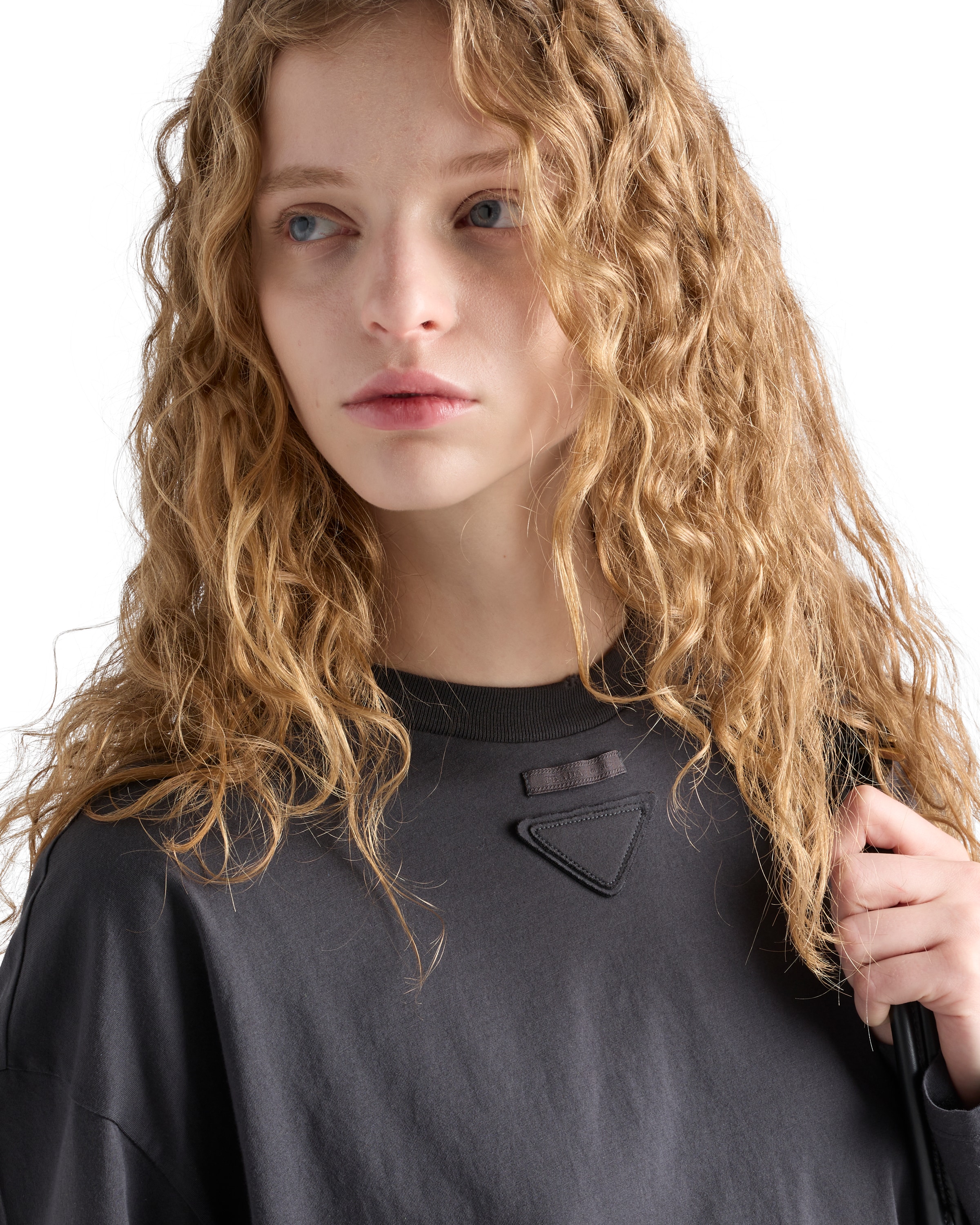 Prada Charcoal Cotton Oversize T-shirt In Bleigrau