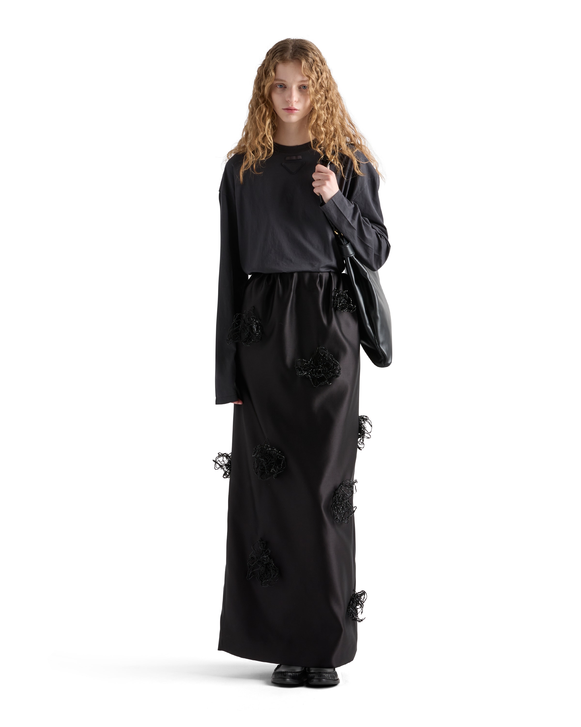 Prada Charcoal Cotton Oversize T-shirt In Bleigrau