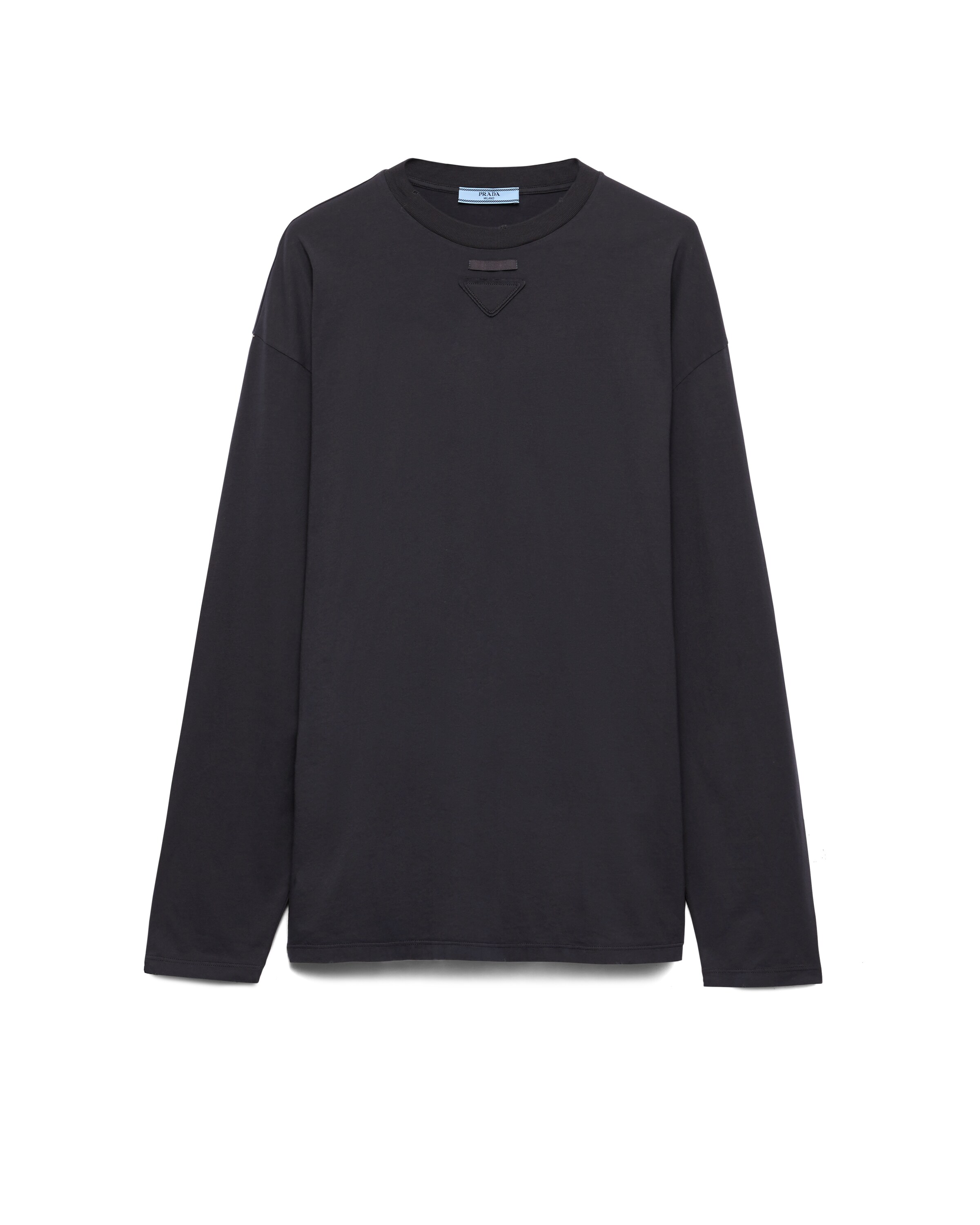 Prada T-shirt À Manches Longues En Jersey, Femme, Gris Plomb, Taille L