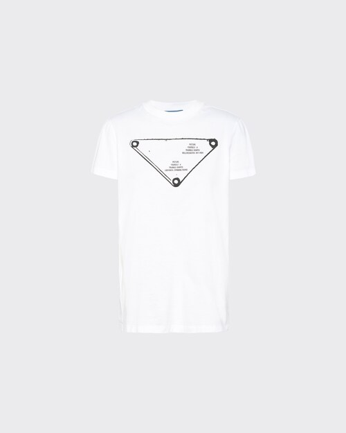 ホワイト プリントジャージー Tシャツ | Prada ホワイト プリントジャージー Tシャツ | Prada