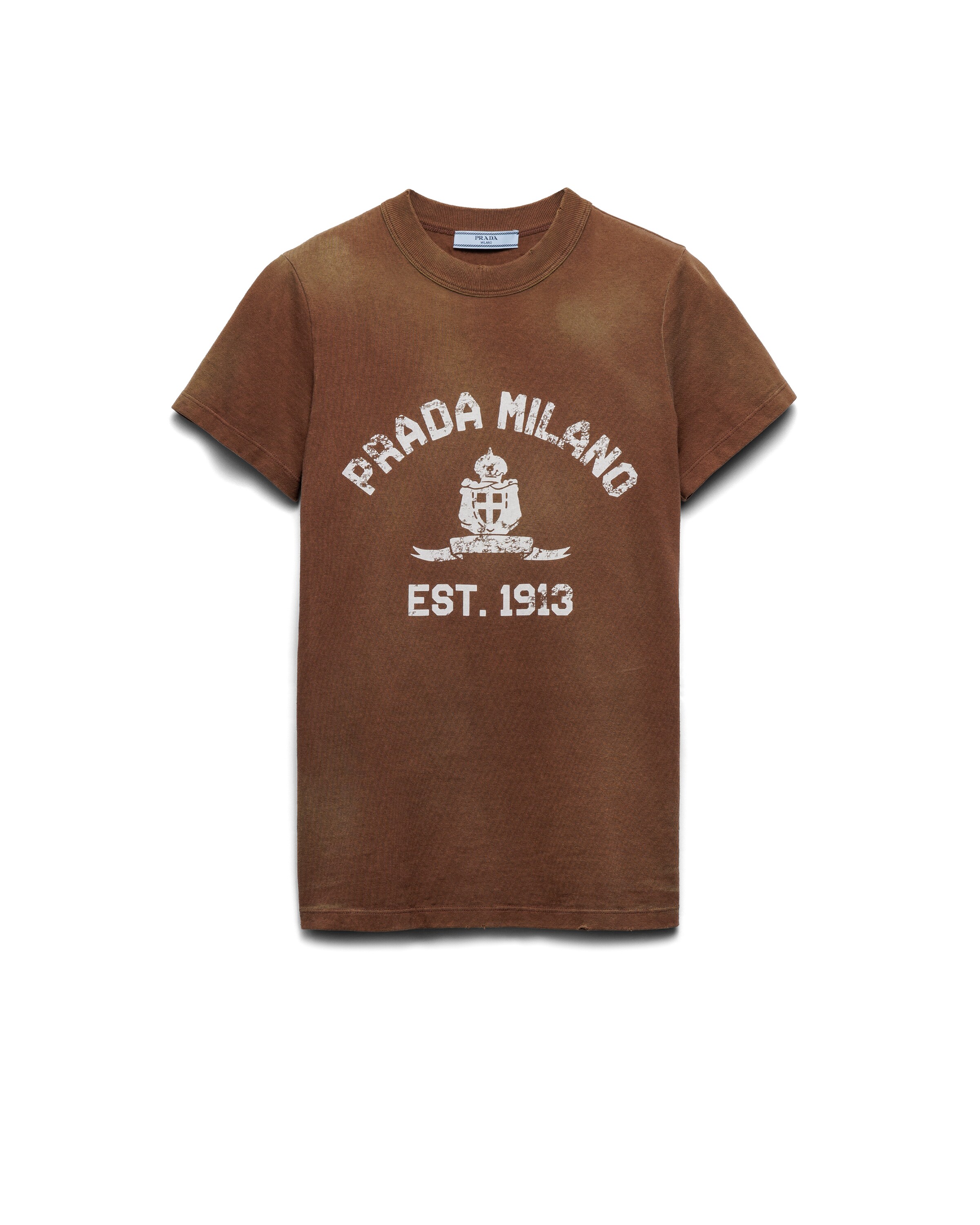 Prada T-shirt En Jersey Imprimé, Femme, Tabac, Taille XS
