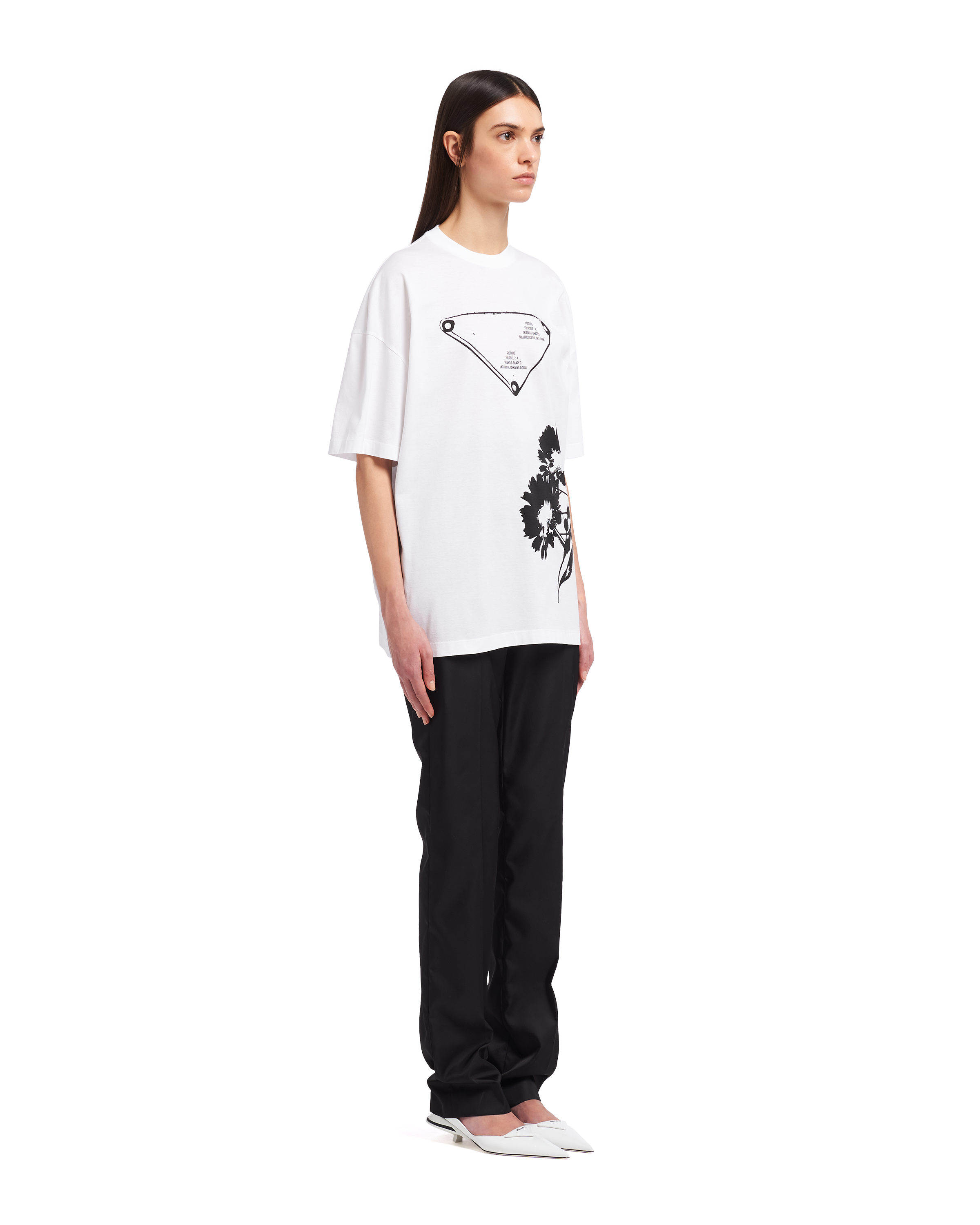 White Oversized printed jersey T-shirt
