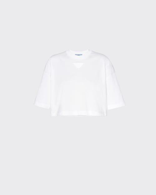 White Cropped jersey T-shirt | Prada