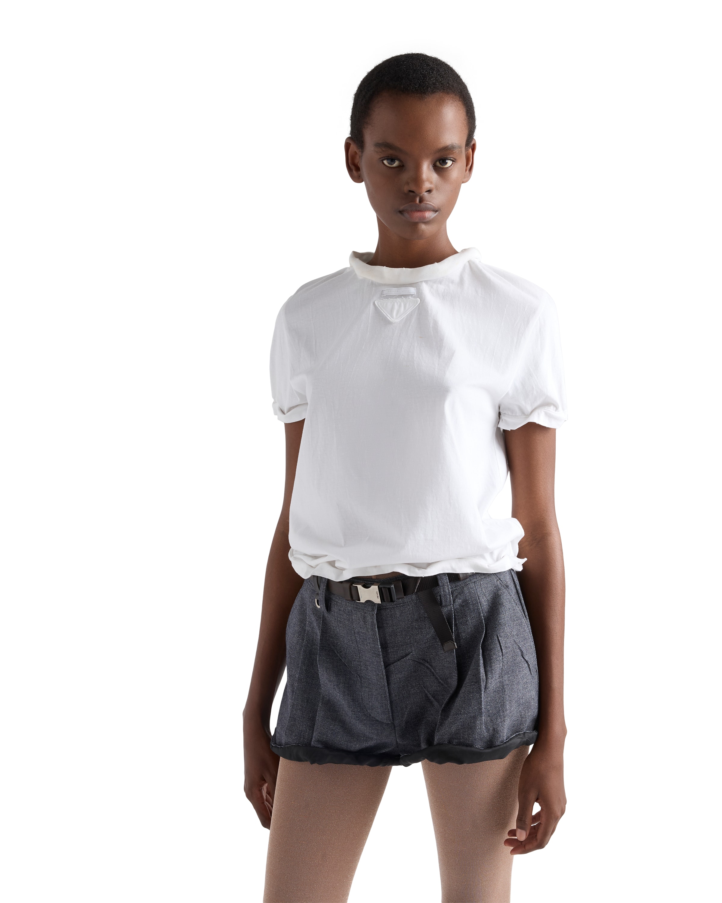 Prada Women White Wire T-shirt, S Luxury T-shirts For Women Darveys In White