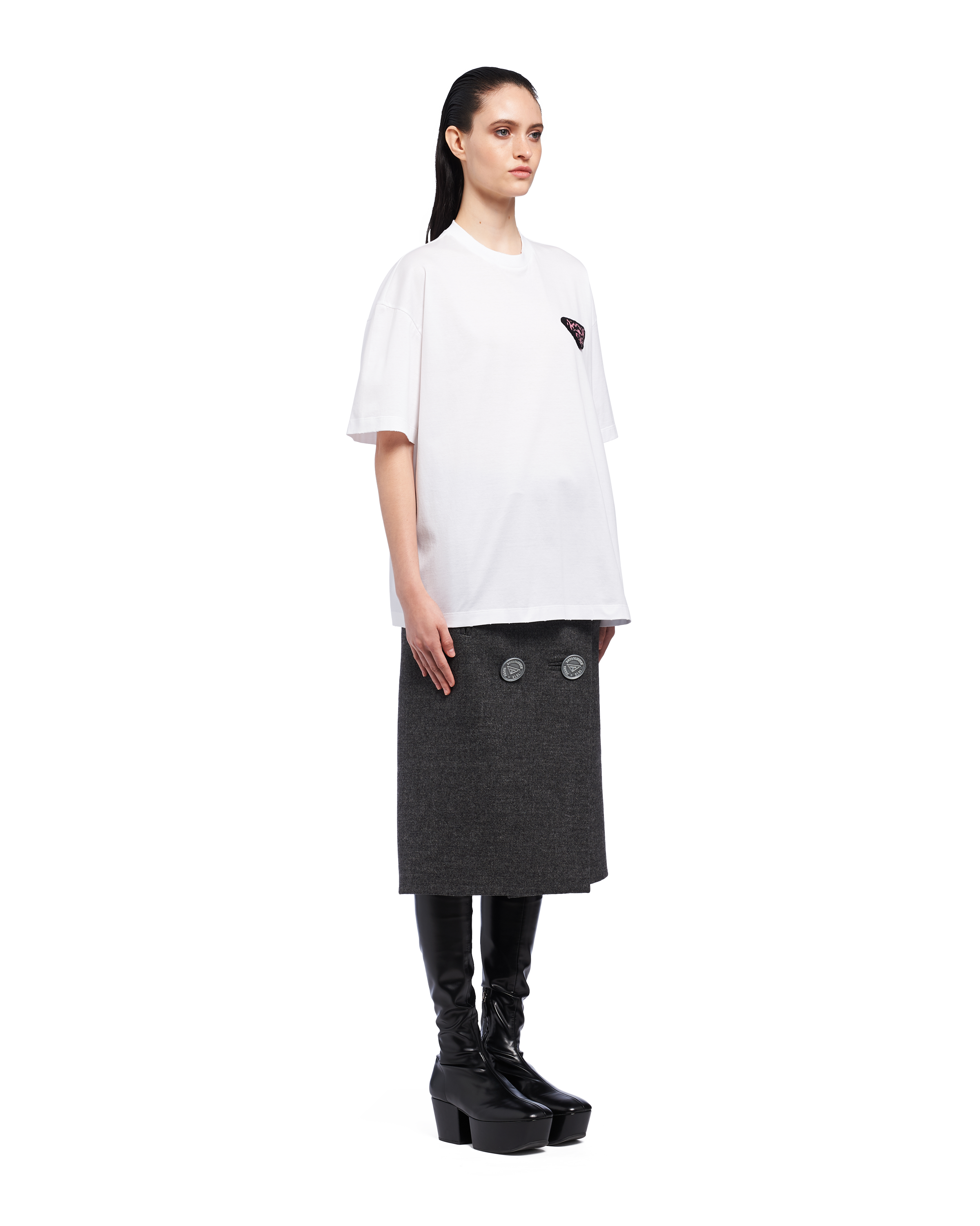 Prada Jersey T\u002Dshirt with knit logo 3