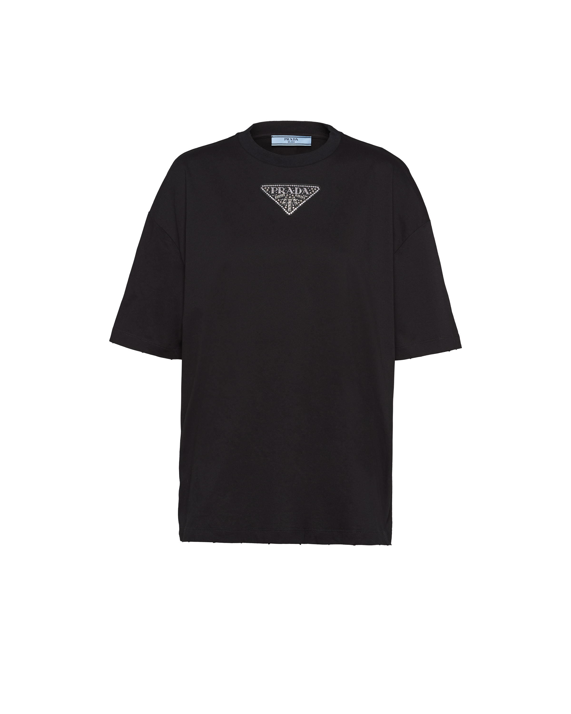 PRADA EMBROIDERED JERSEY T-SHIRT