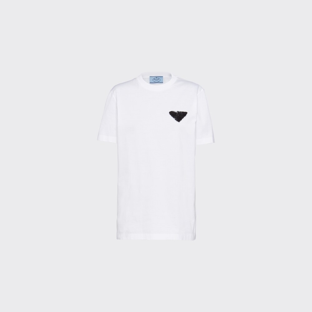 Prada تيشيرت من الجيرسيه مطرّز 1