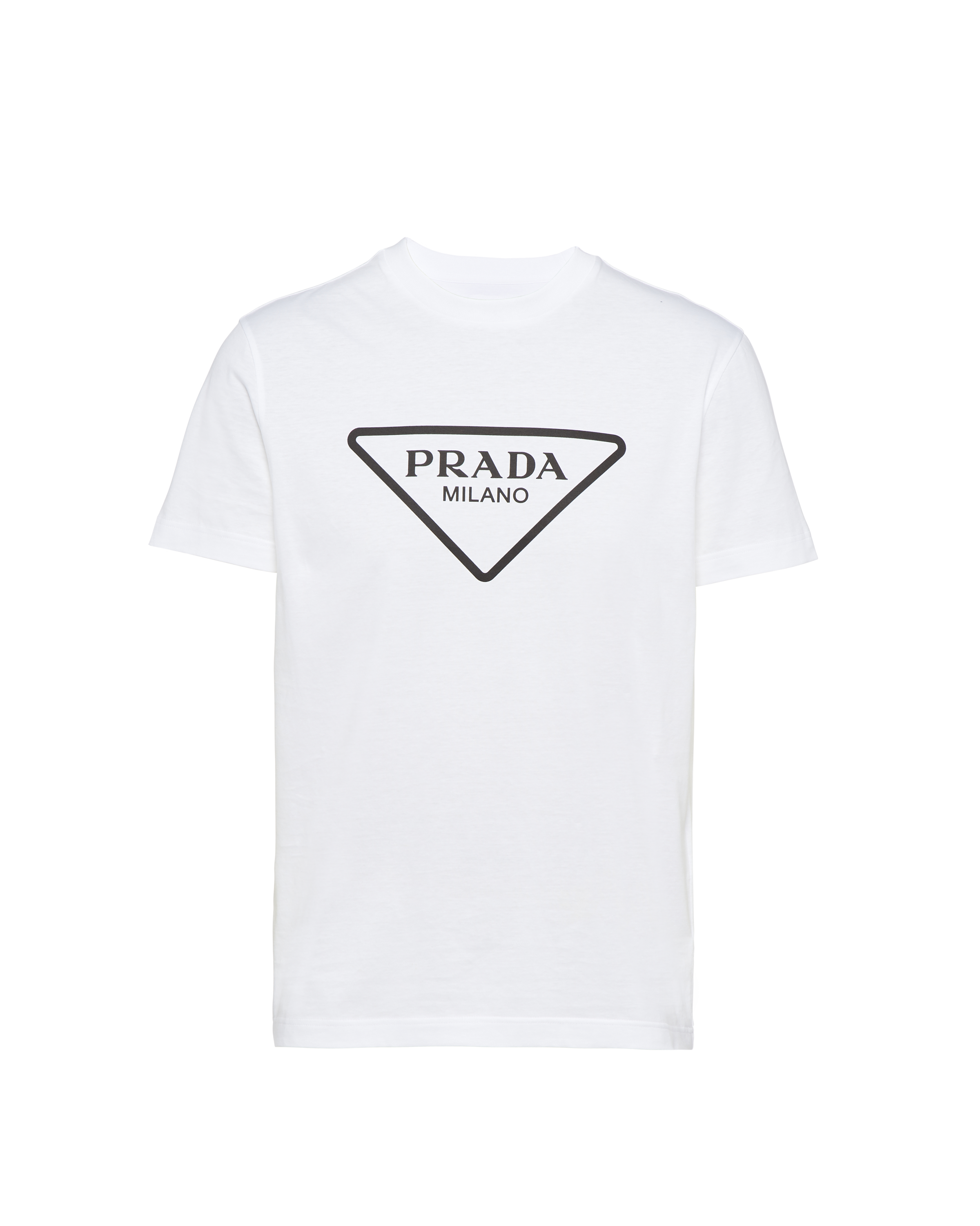 Shop Prada Triangle-logo Jersey T-shirt With Express Delivery FARFETCH | Shop Prada Triangle-logo Jersey T-shirt With Express Delivery FARFETCH |