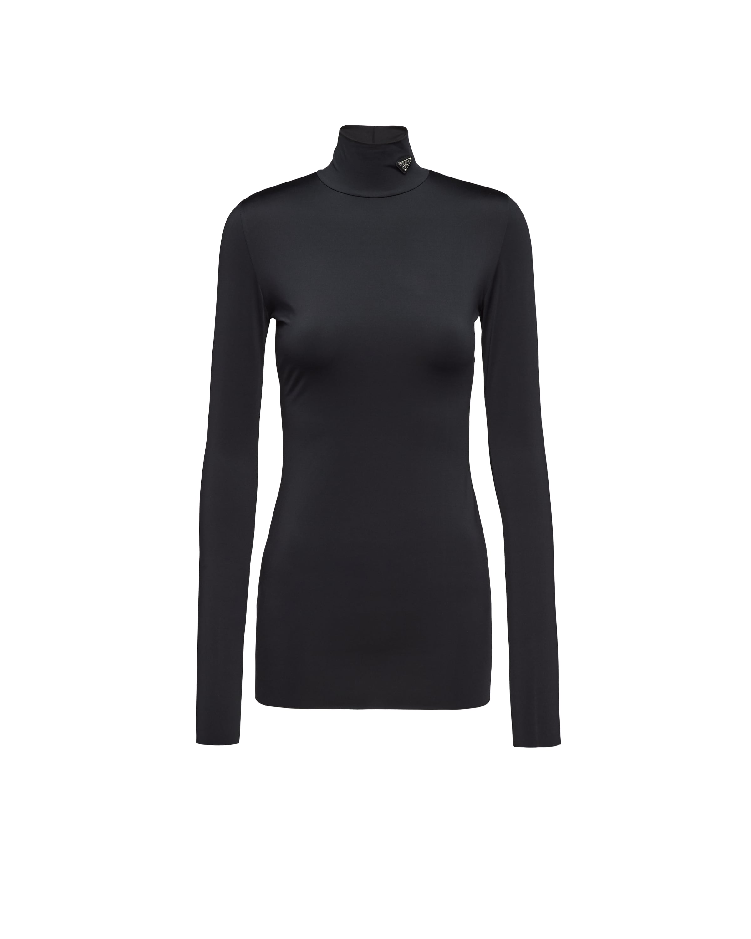 Prada Haut À Col Roulé En Jersey, Femme, Noir, Taille 38