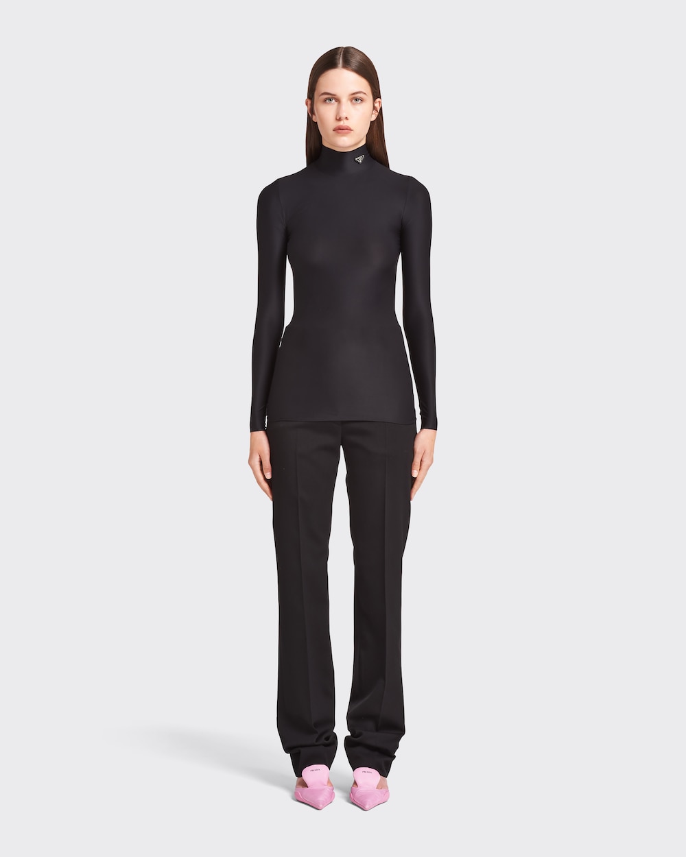 Black Jersey turtleneck top | Prada