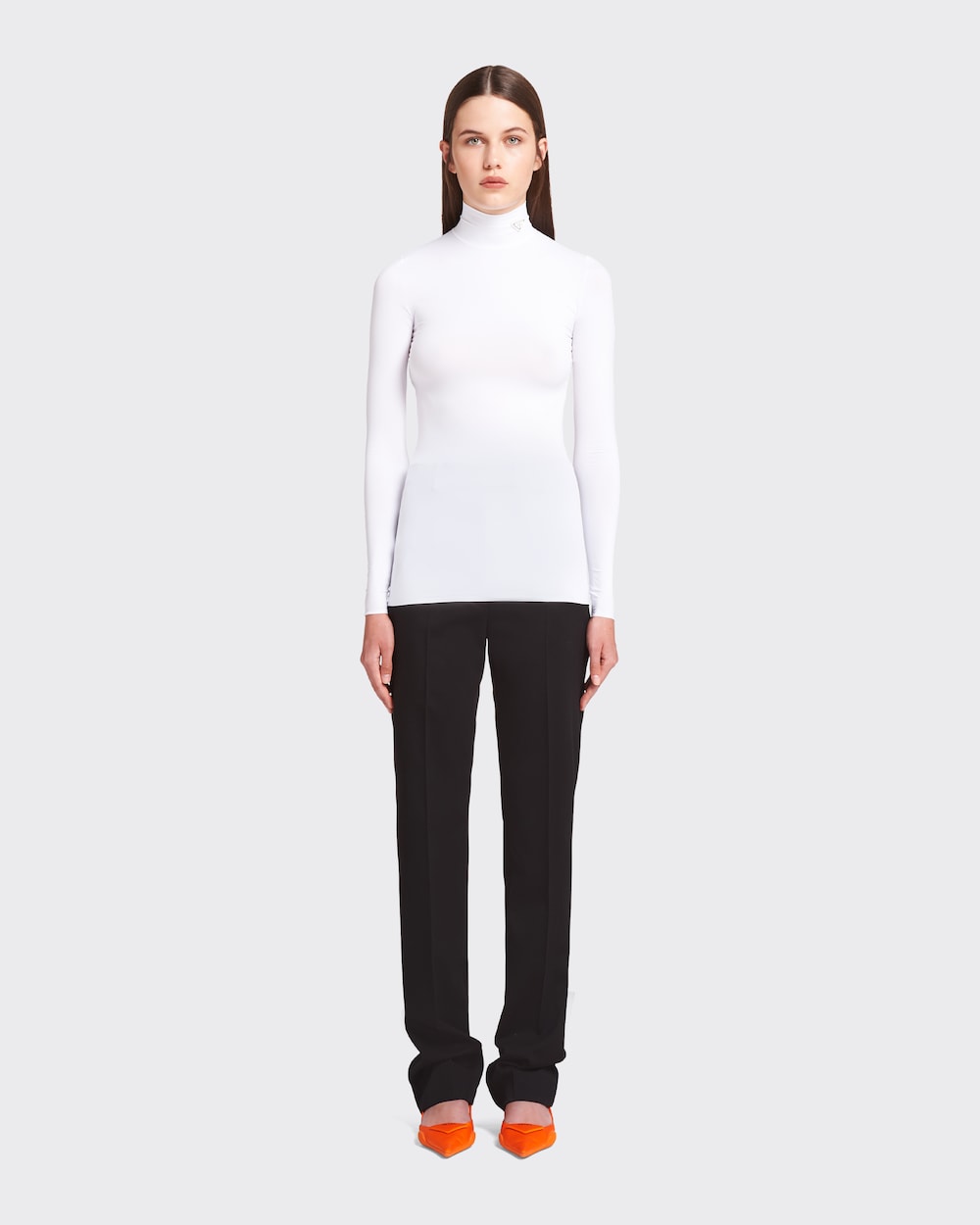 Prada Jersey Turtleneck Top, Women, White, Size 38