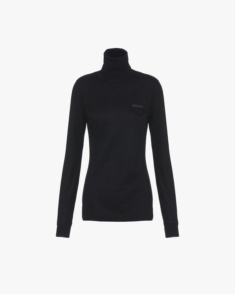 Maglia a collo alto in jersey Nero | Prada