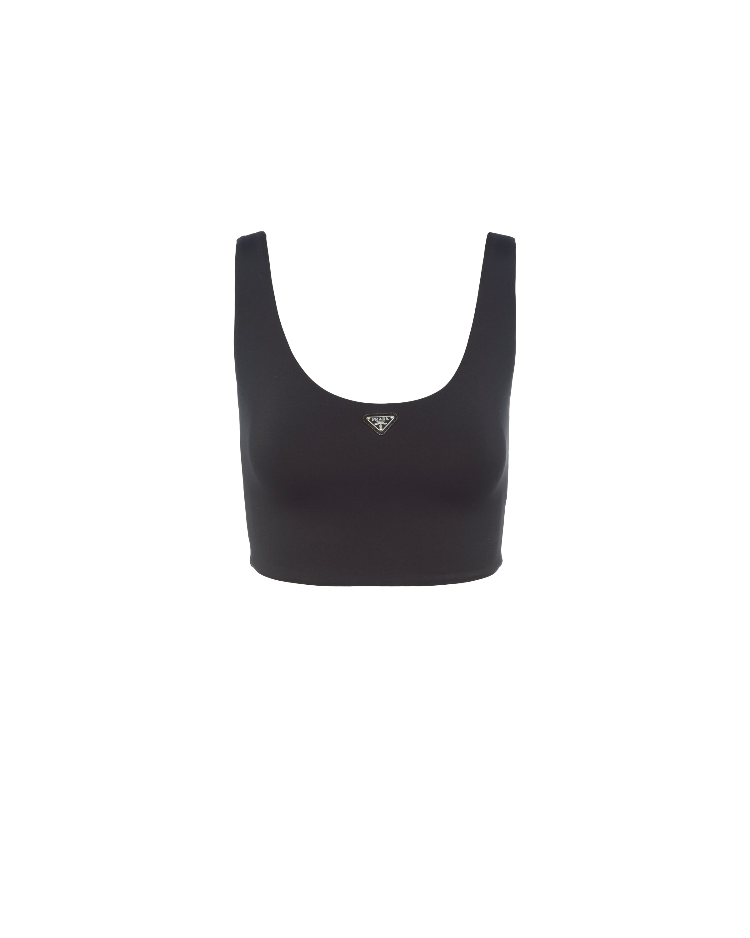 Prada Top In Jersey Stretch, Donna, Nero, Taglia 38
