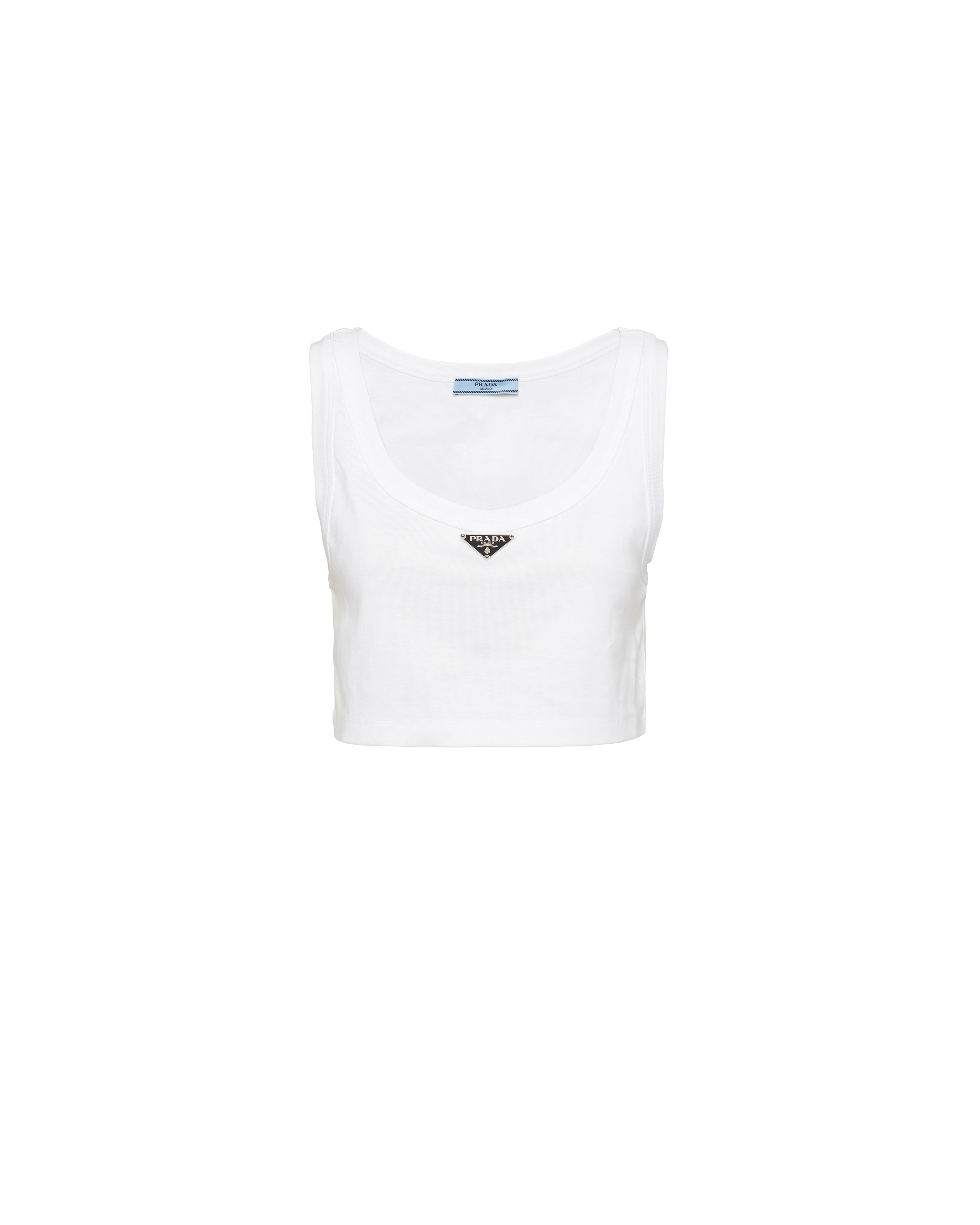 Prada Jersey Cropped Tank Top In White