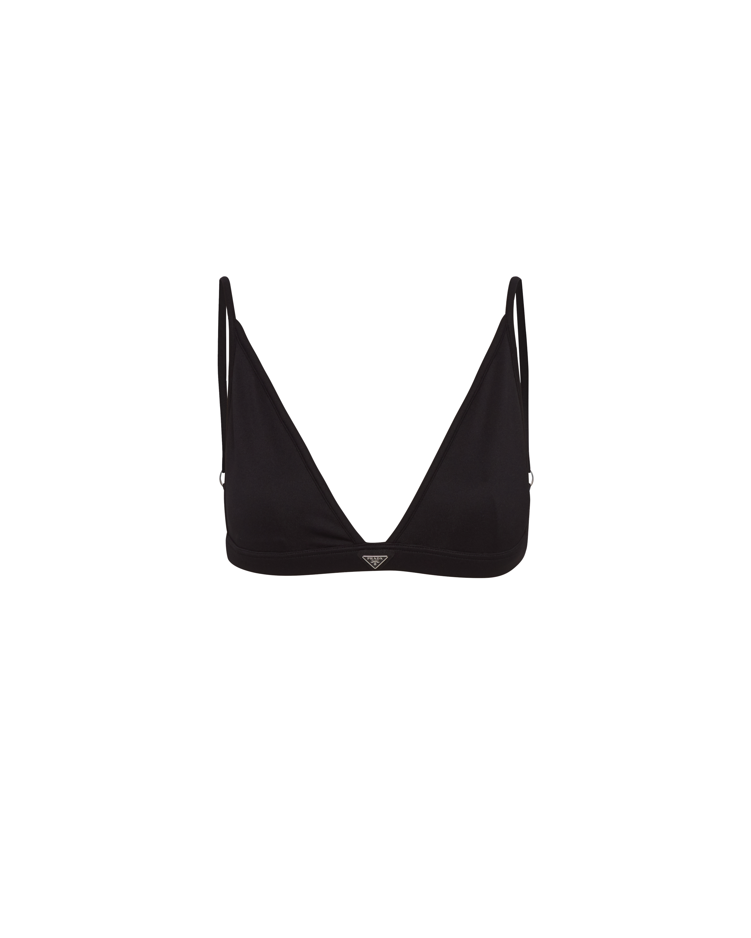 Prada Triangle-logo Bralette Top In Black
