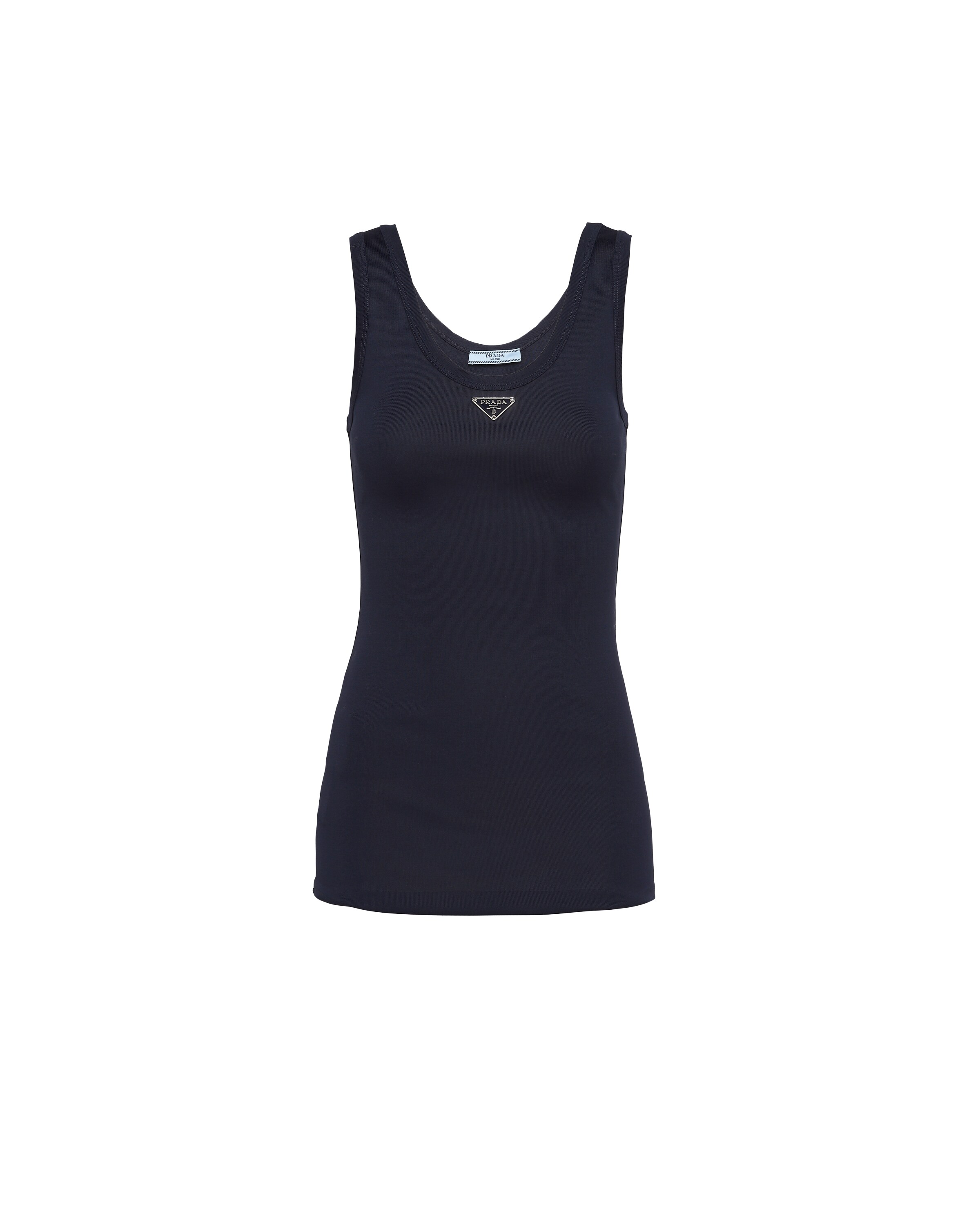 Prada Haut En Maille Côtelée, Femme, Bleu, Taille 38