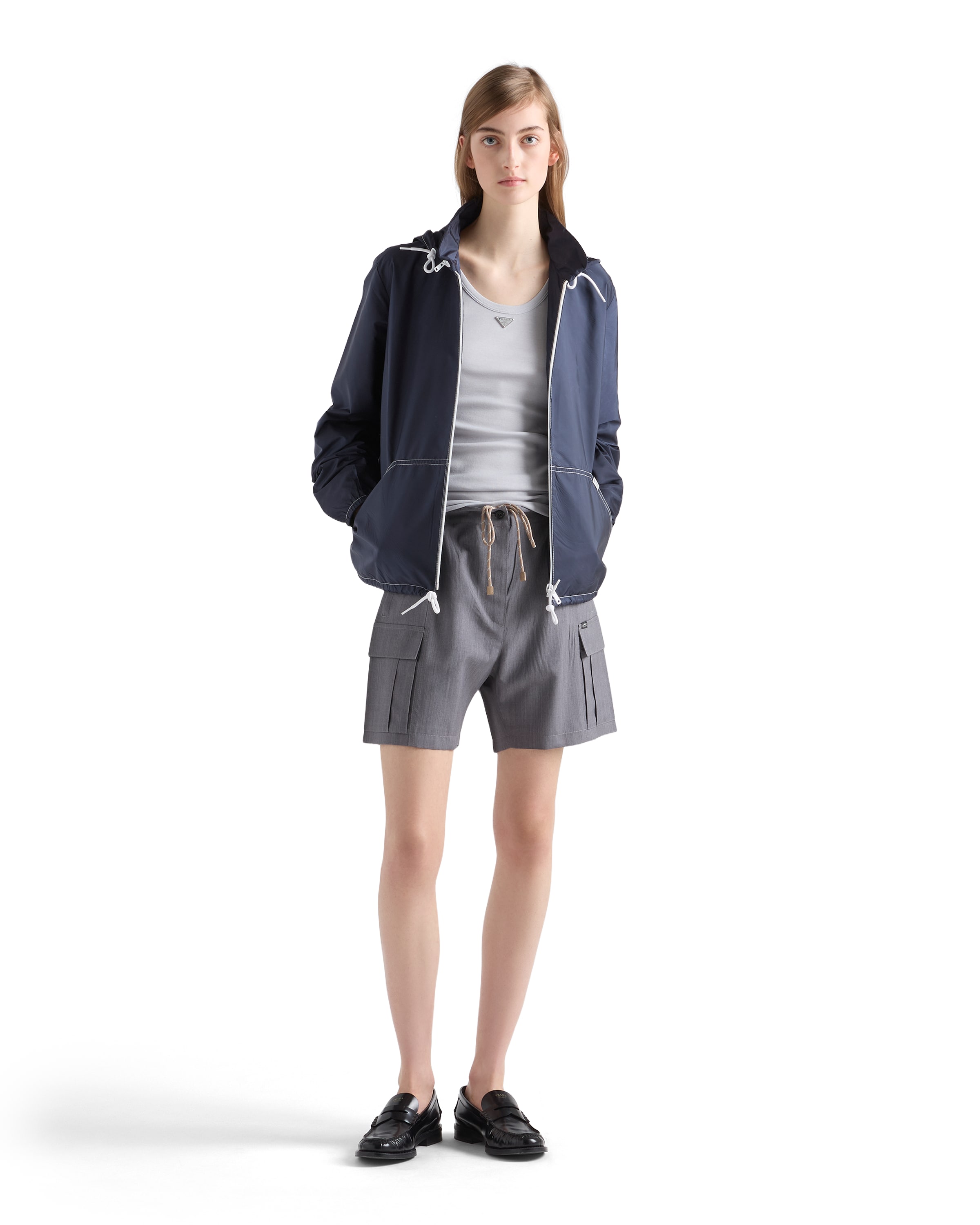 Prada Ribbed Knit Tank Top In Gray