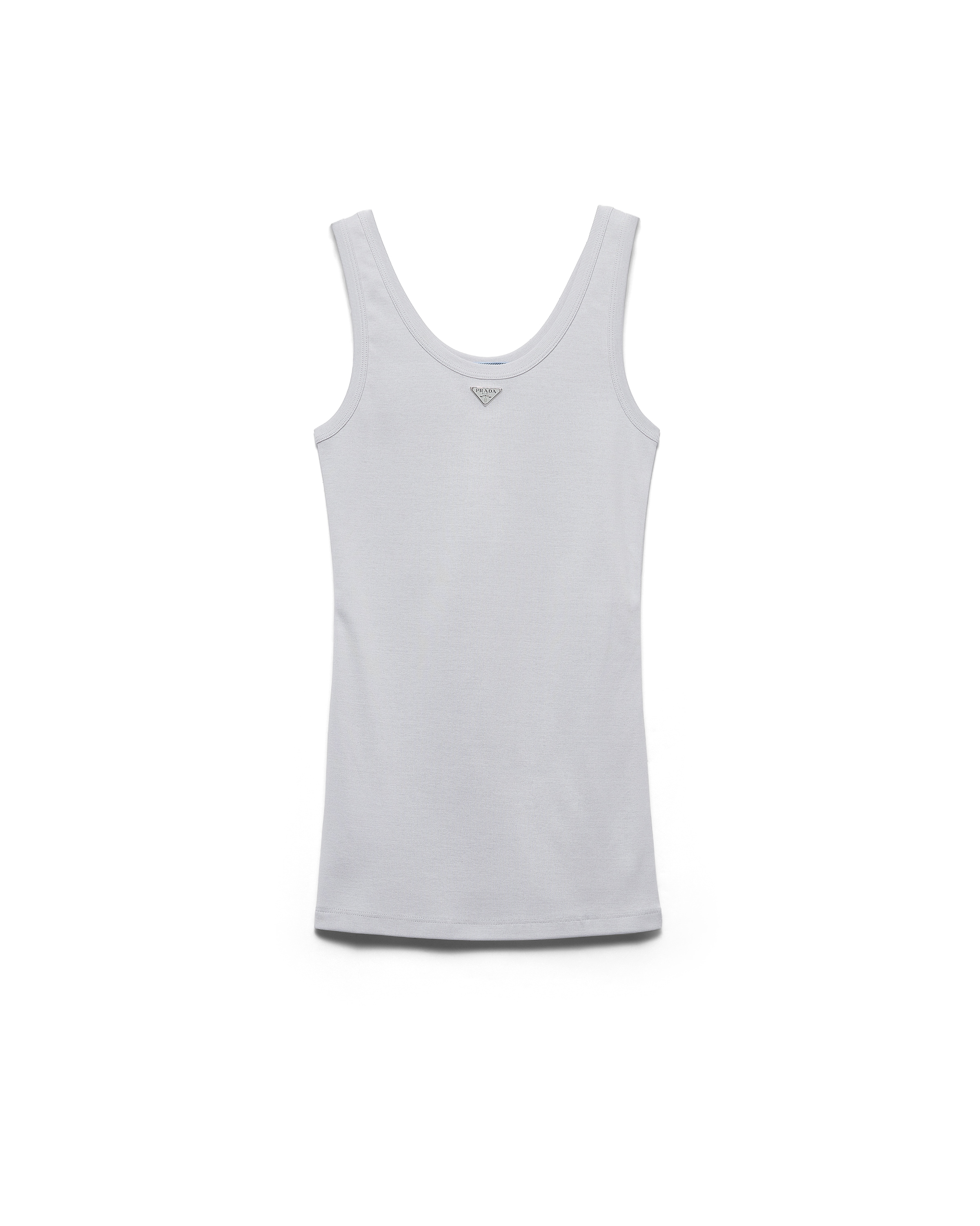 Prada Ribbed Knit Tank Top In Gray
