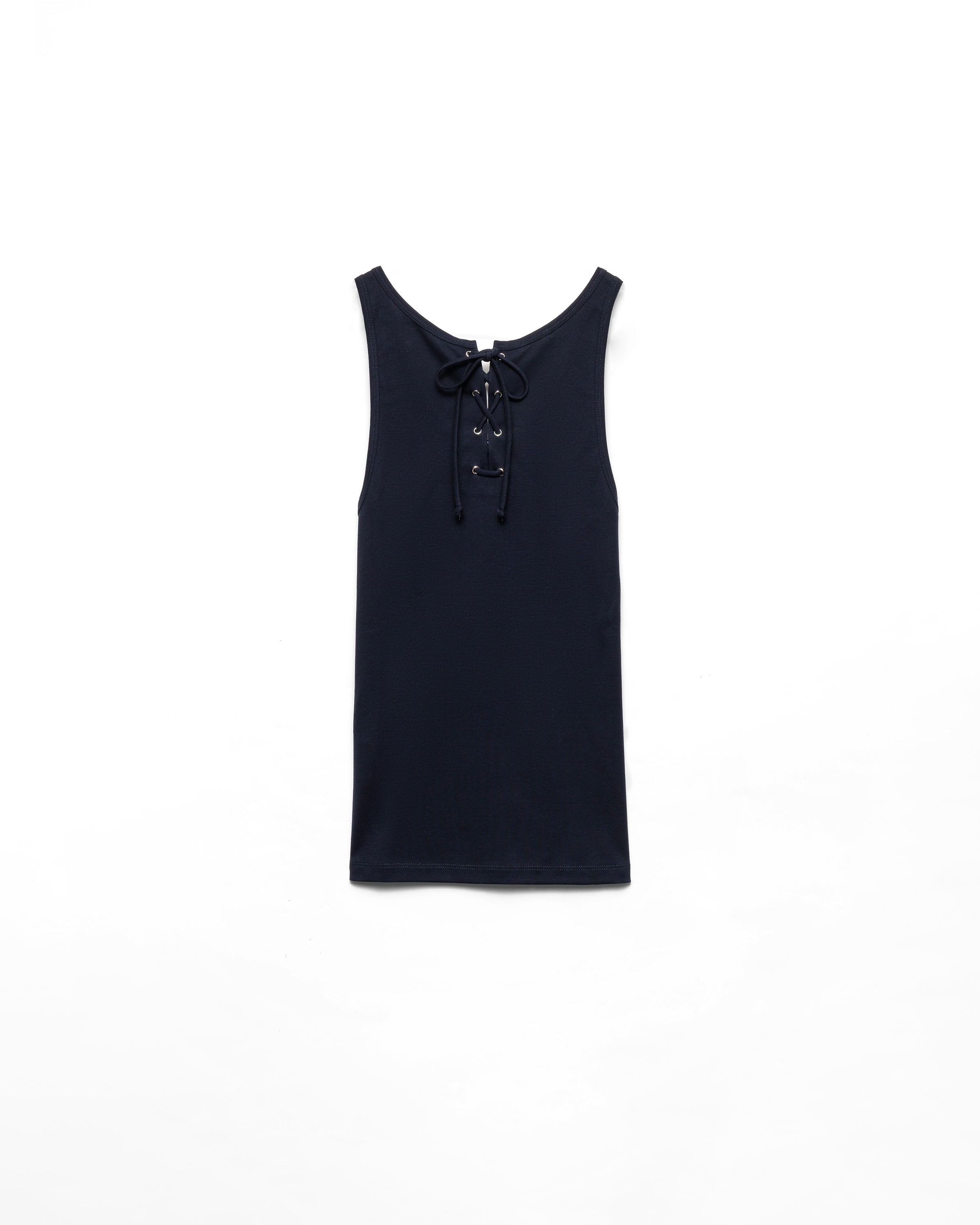 Prada Top In Cotone Con Lacci, Donna, Blu, Taglia 40