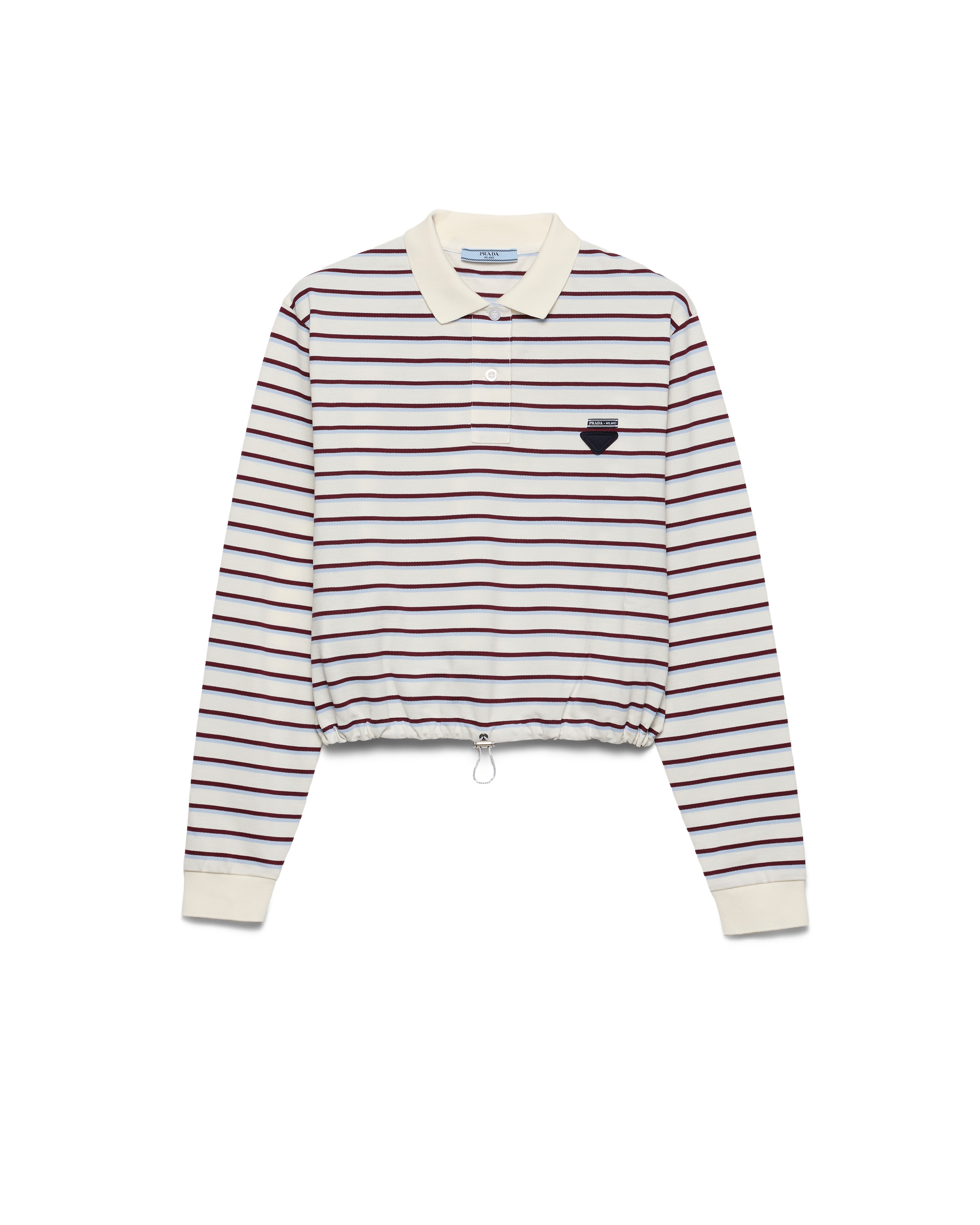 Prada Polo In Piquet A Righe, Donna, Avorio/granato, Taglia 44