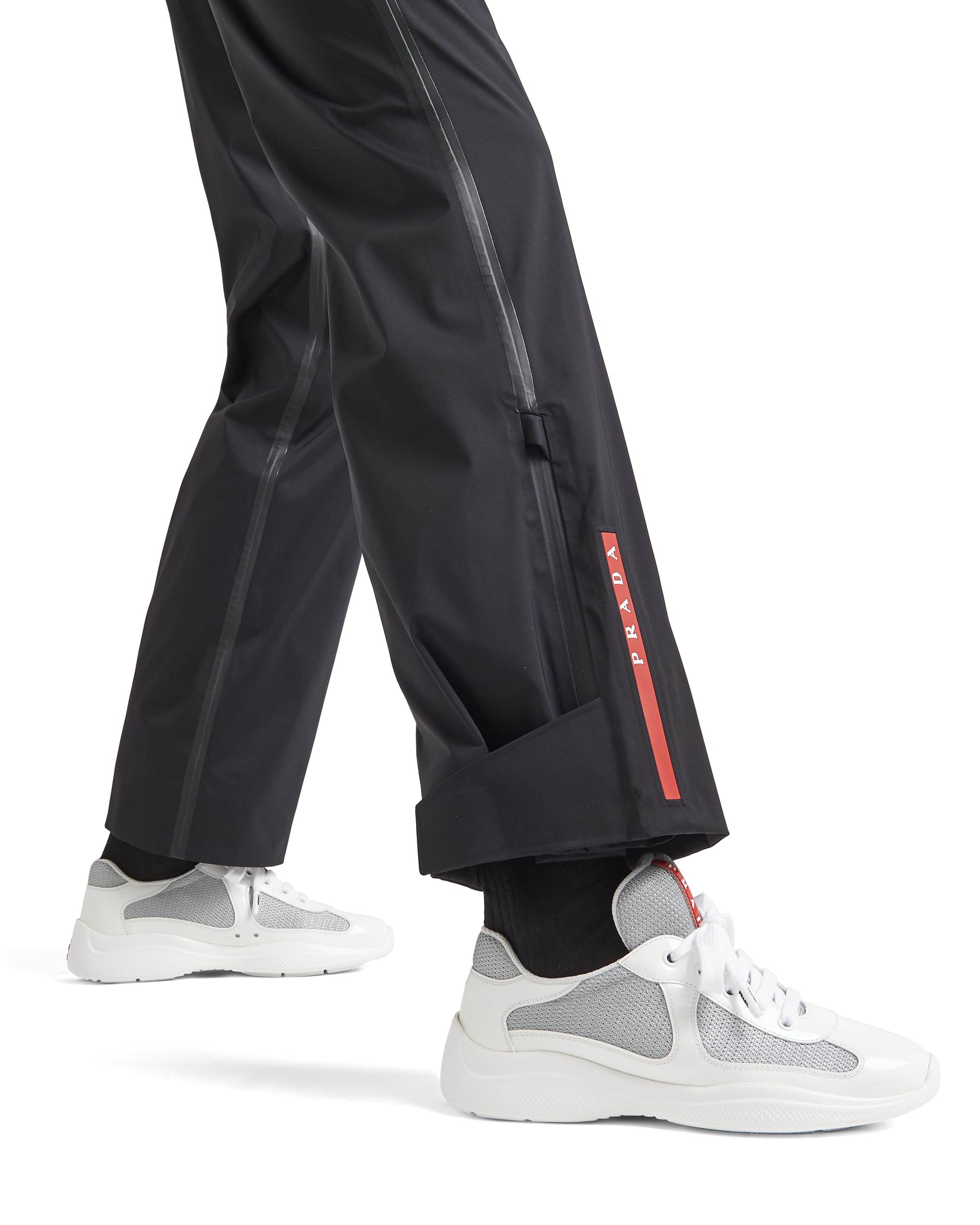 Prada Women Two-tone Leather And Fabric  America S Cup Sneakers In White/silver