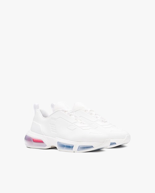 Prada LINEA ROSSA Metallic Mesh and Leather Sneakers women - Glamood Outlet